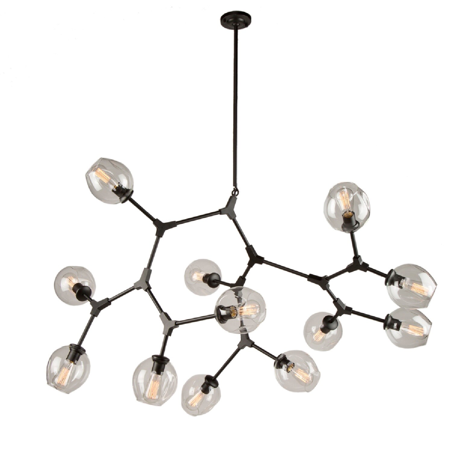 ARTCRAFT JA14022BK Organic 12 -Light Matte Black Transitional For Use in Bedrooms, Dining Rooms, Foyers, Kitchens, Living Rooms Chandelier