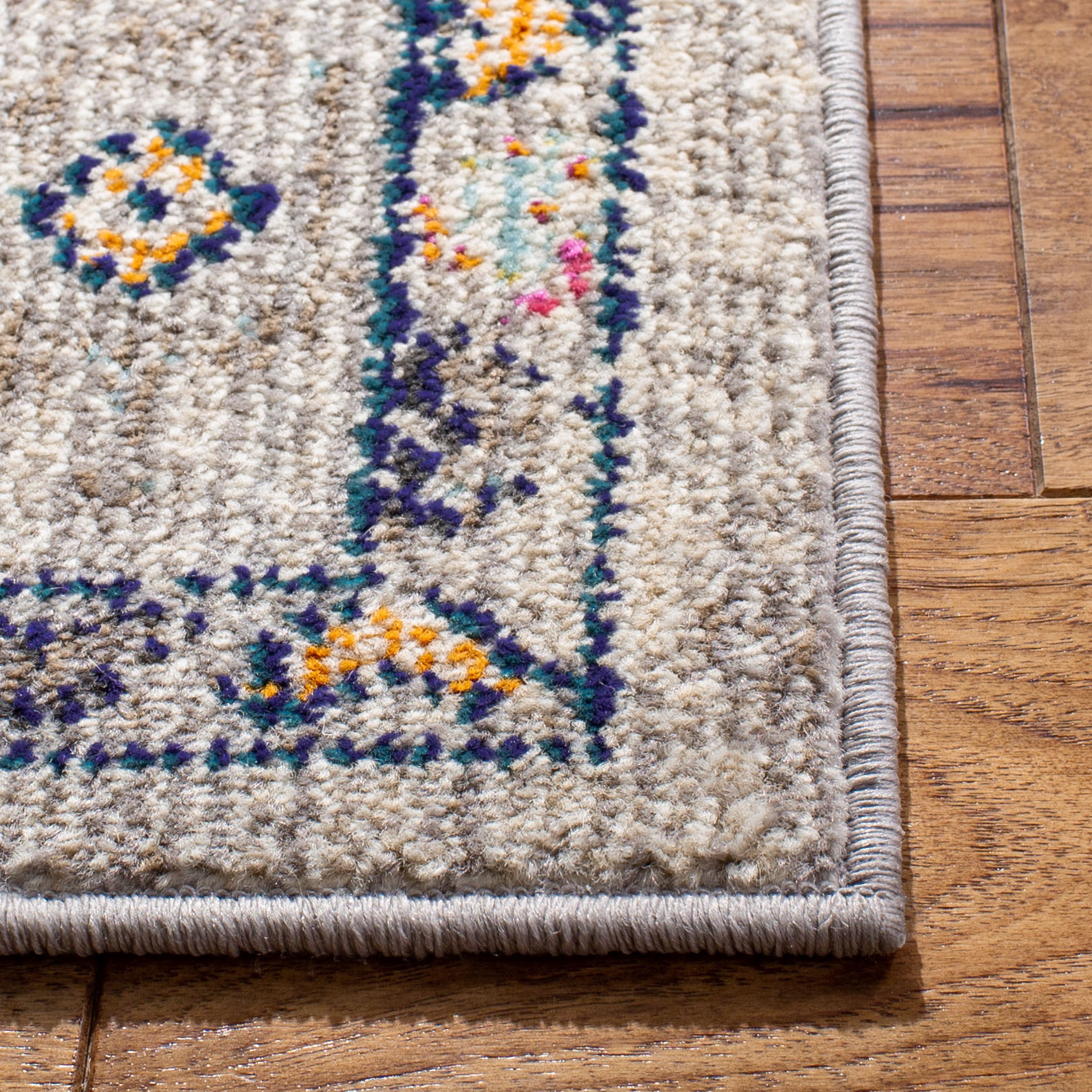Metro-Mod Grey and Blue Flat Woven Synthetic Area Rug - 26"x16"
