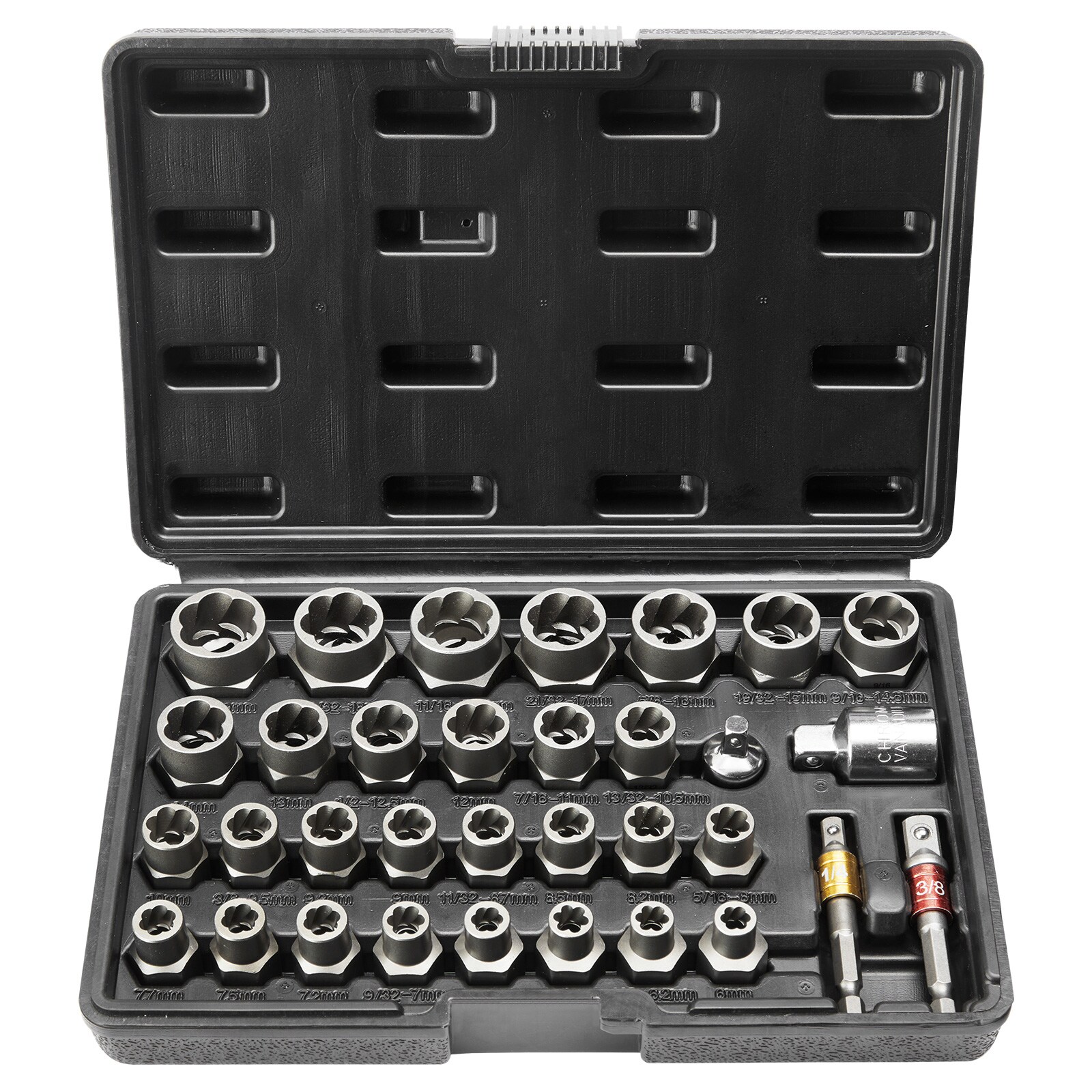Boho Havens Bolt Extractor Set 29-Piece and Nut Remover 6mm to 10mm 13/32 Inch 3/4 CR-MO Steel Extraction Socket with Storage Case for Removing Damaged Rusted Bolts Nuts Screws
