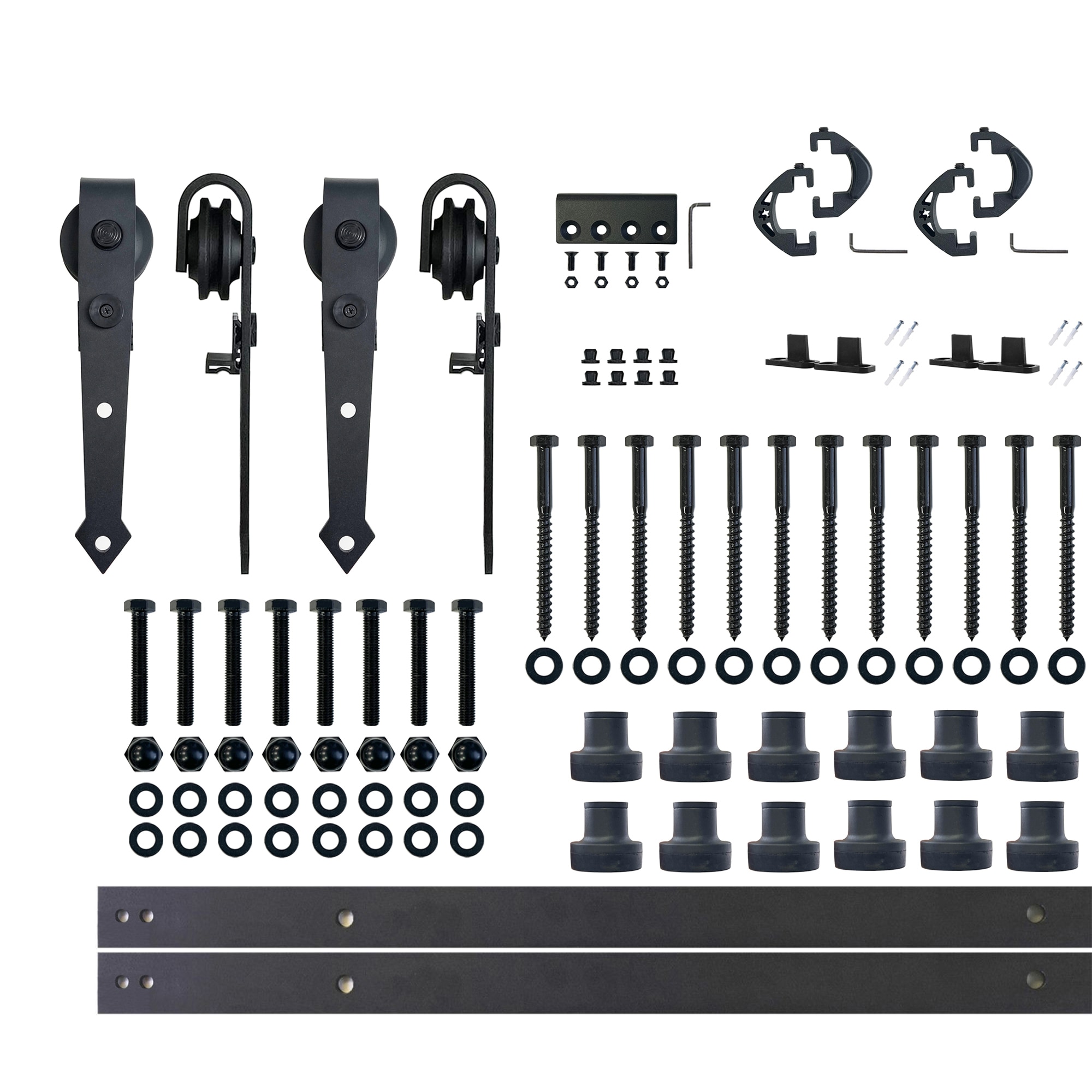 HOMACER JT2TGH192C 192-in Rustic black Black Indoor Arrow Double Barn door hardware kit