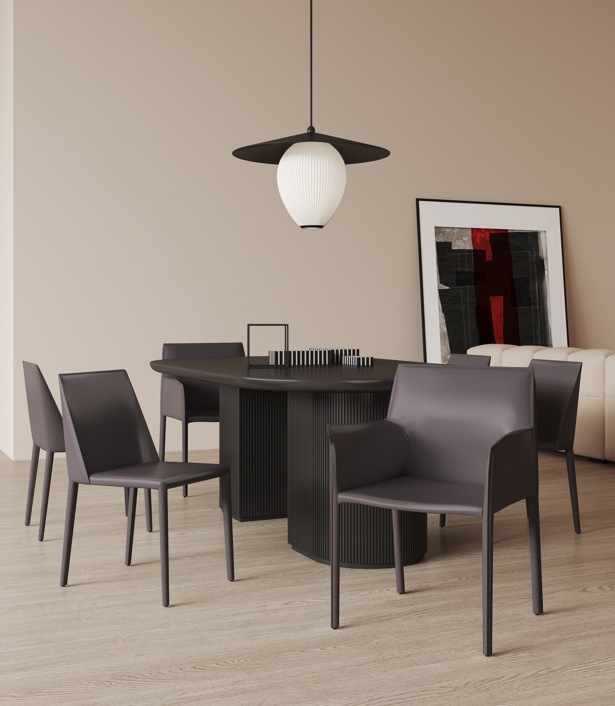Manhattan Comfort 4-DC3432-GY An elegant twist to a classic design. The Paris Upholstered Dining Chair is a welcoming modern set with a curved shape that makes it particularly comfortable.