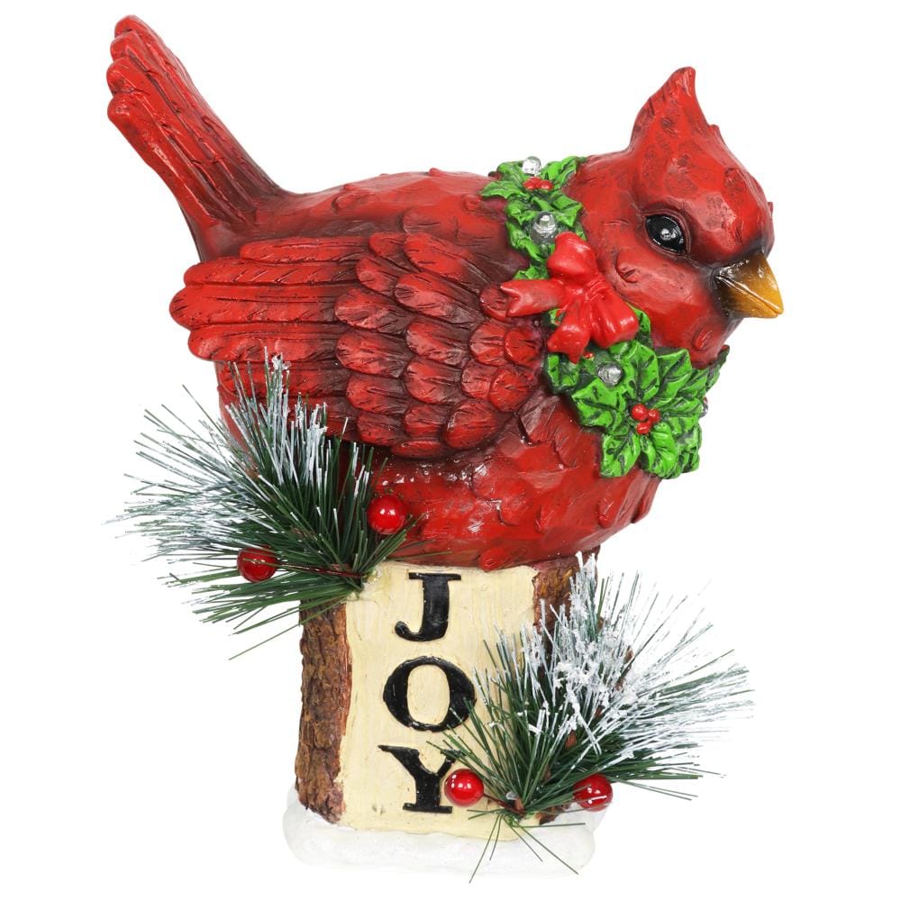 Exhart 19107-RS 8.19-in Lighted Decoration Cardinal Battery-operated Christmas Decor