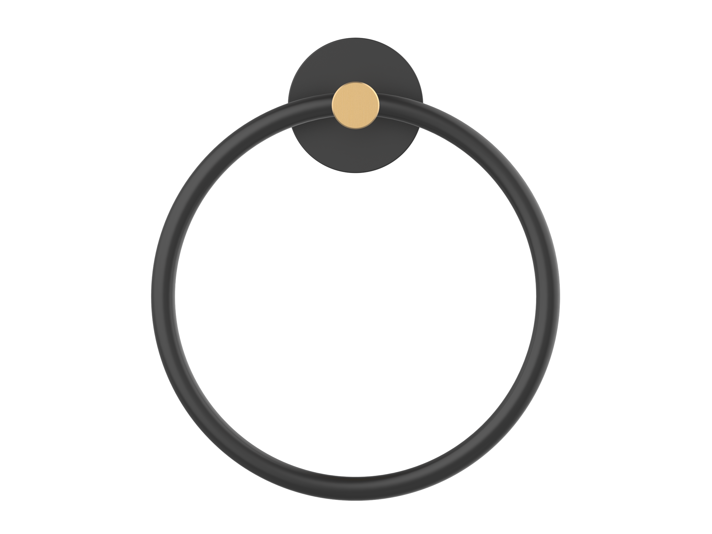 allen + roth 20163-059068 Matte Black and Brushed Gold Wall mount Single Towel Ring
