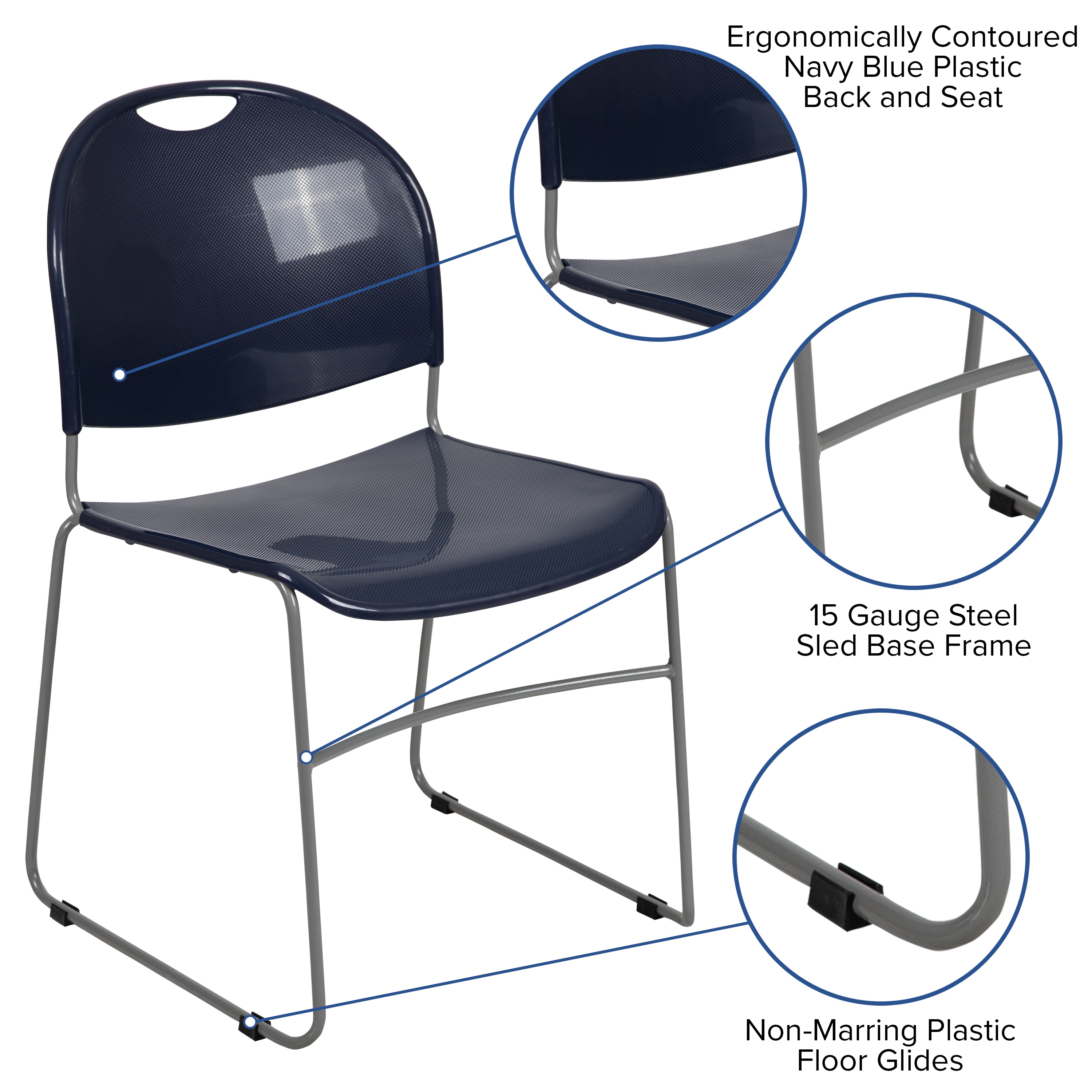Flash Furniture 889142521297 5 Hercules Modern Navy Plastic/Silver Frame Plastic Accent Chair