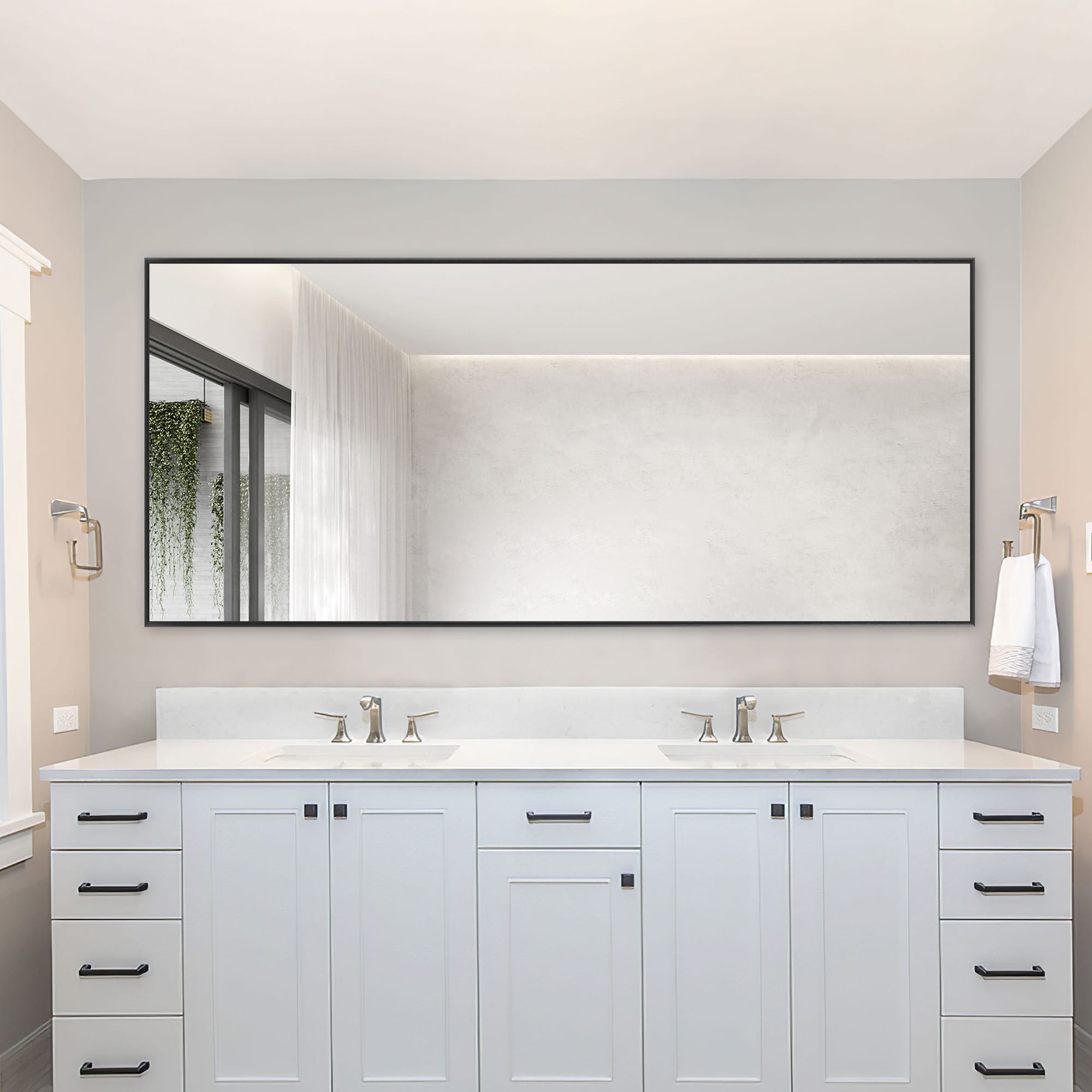 NeuType 32-in W x 71-in H Black Framed Vanity Mirror in the Mirrors ...