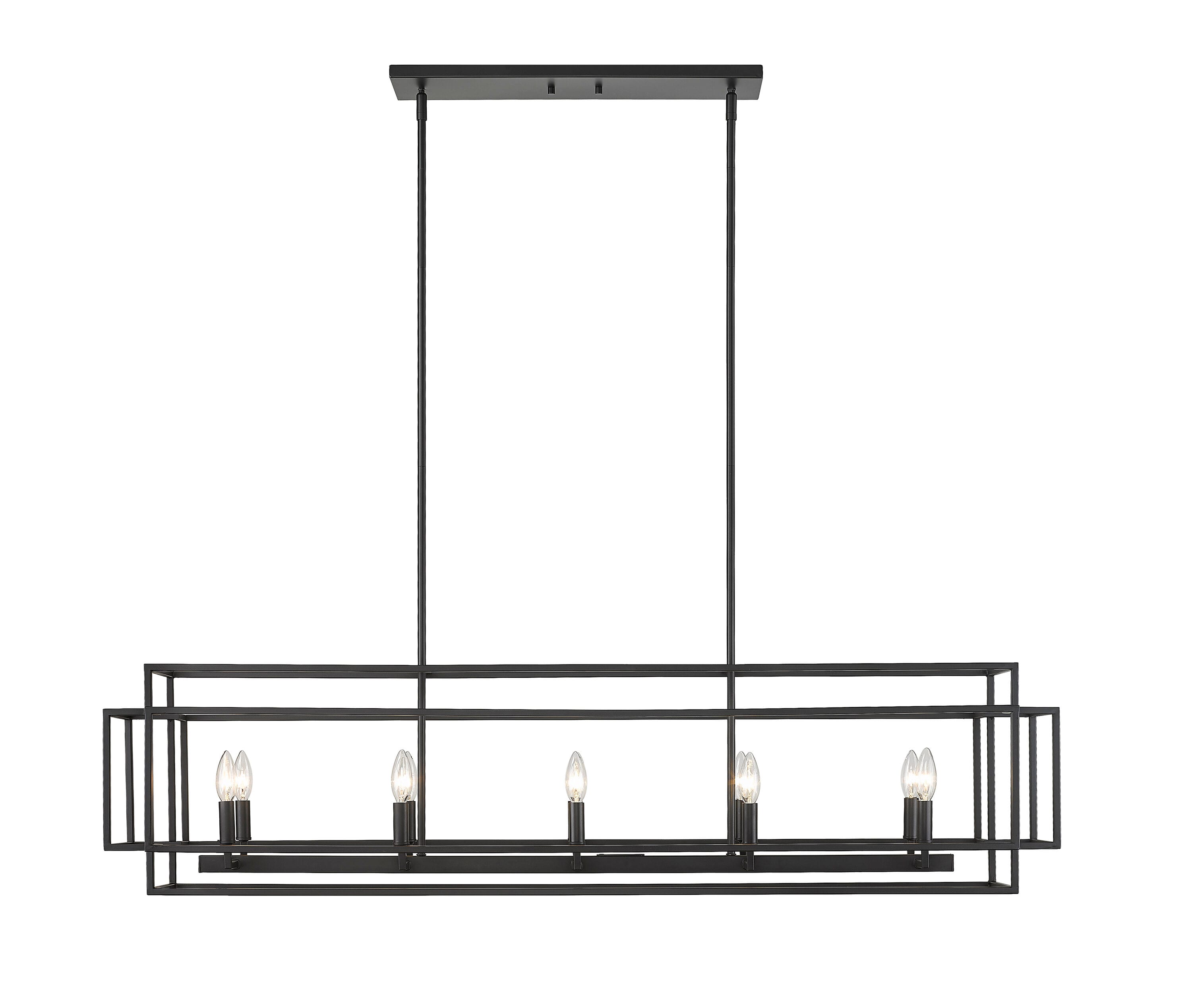 Matte Black 54" Steel 10-Light Island Pendant