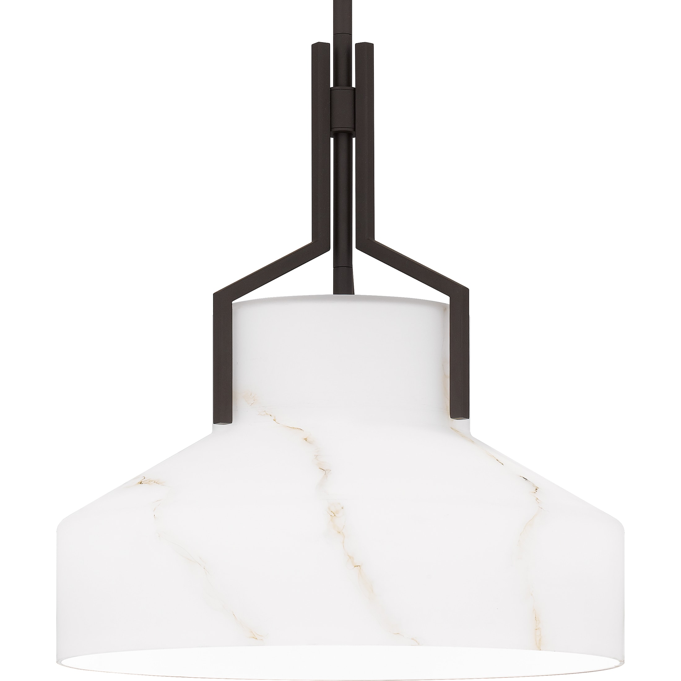 Brecken 16" Old Bronze Pendant Light with Alabaster Glass Shade