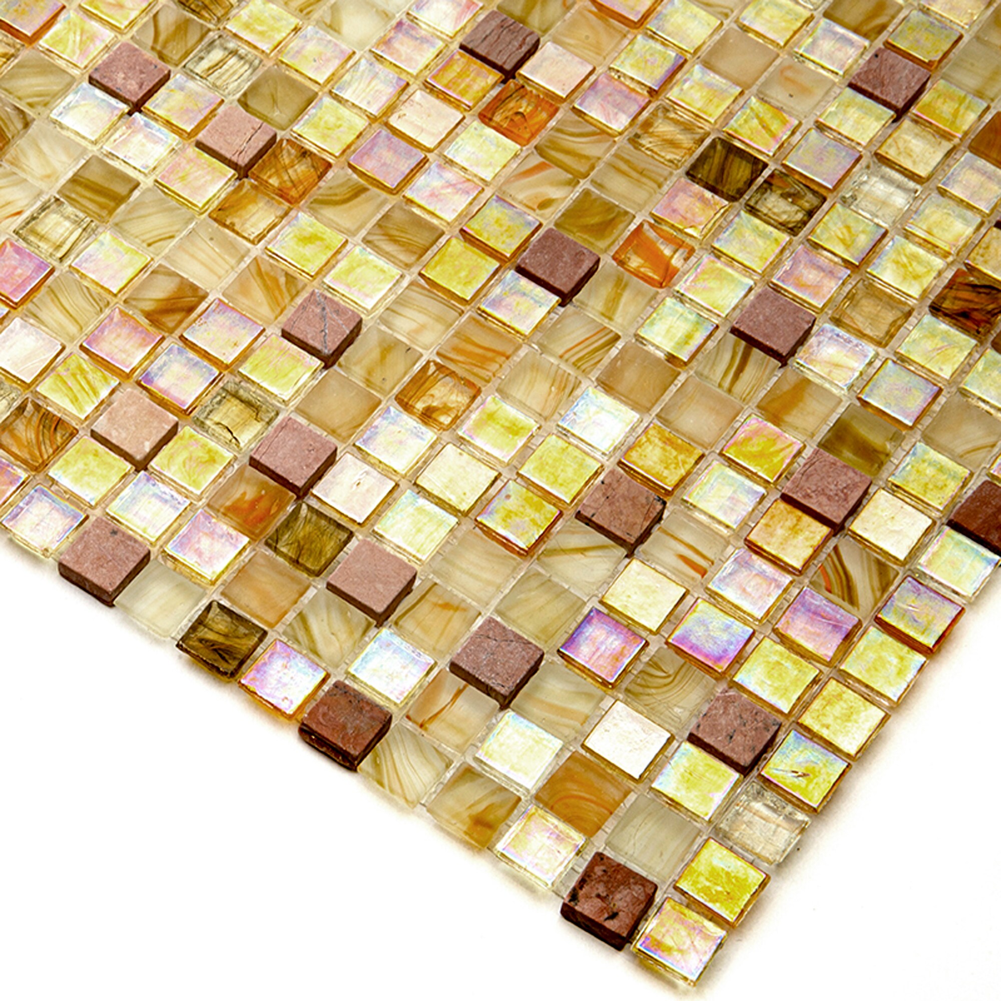 Apollo Tile Mingles Beige and Pearl 11-1/2-in x 11-1/2-in Glossy Glass Uniform Squares Floor and Wall Tile (18.69-sq. ft/ Carton)
