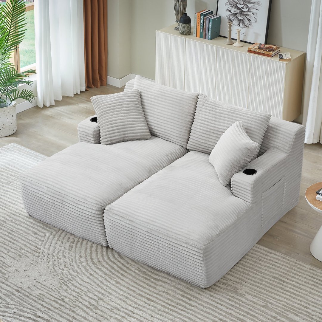 SIMTONAL Compressible double chaise lounge Fluffy Modern Sleeper ...