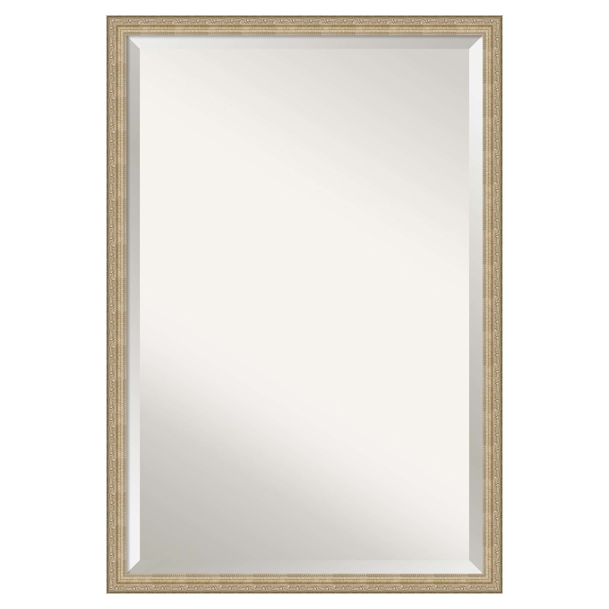 Amanti Art Beveled Mirror Paris Champagne Framed Wood Bathroom Wall Mirror