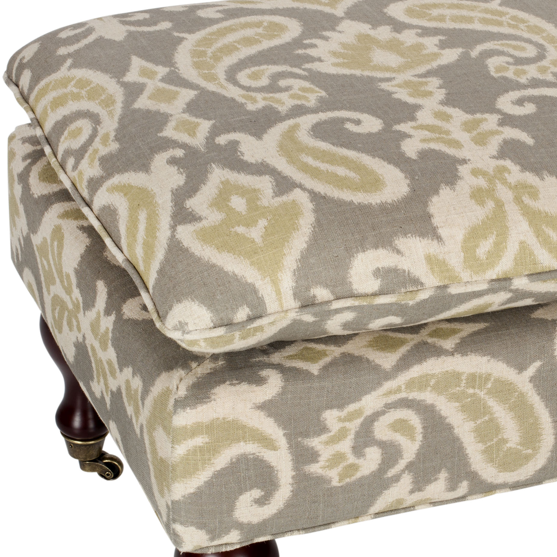 Hampton 52" Gray Linen and Cotton Pillowtop Bench