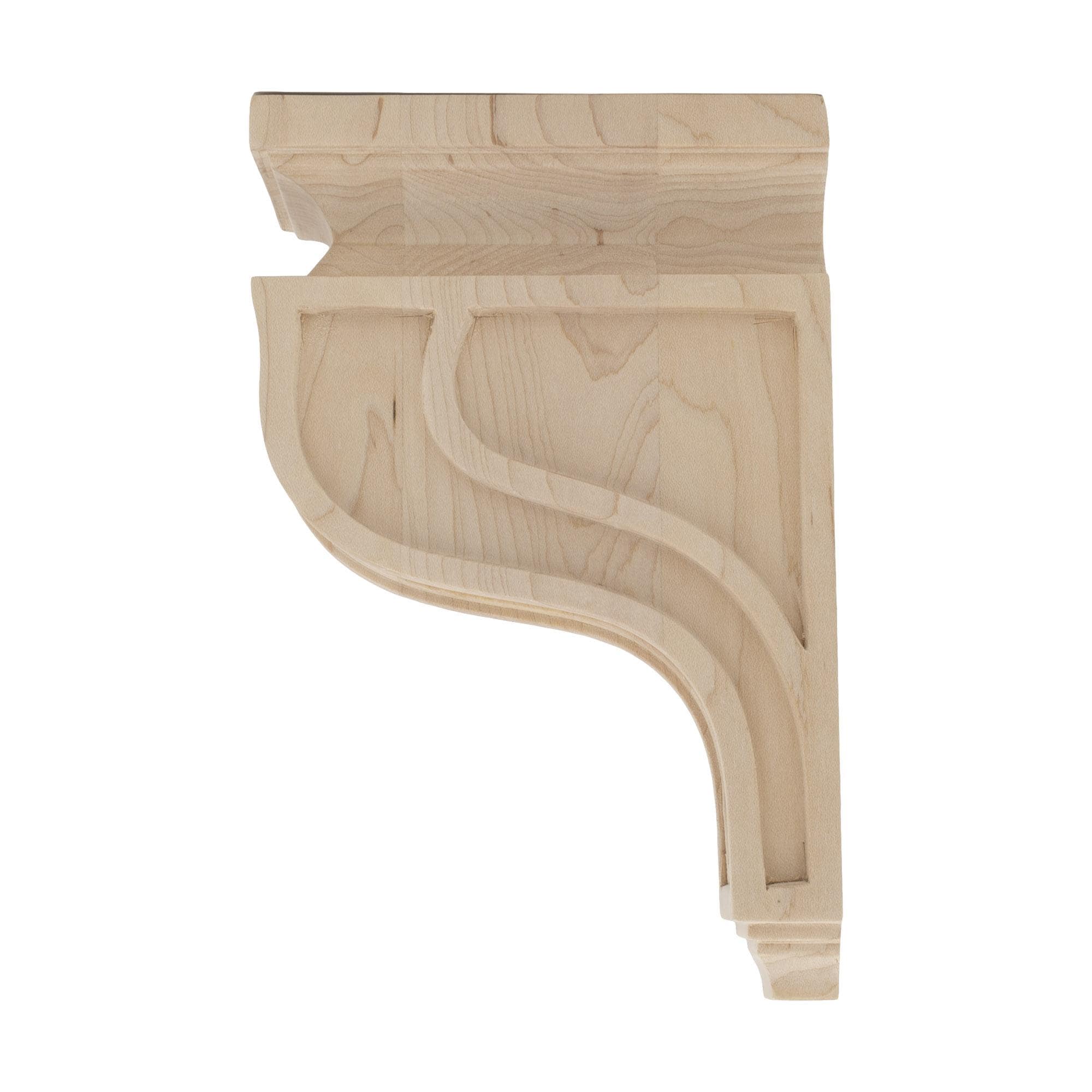 Unfinished Maple Wood Corbel with Plain Design, 8" Height
