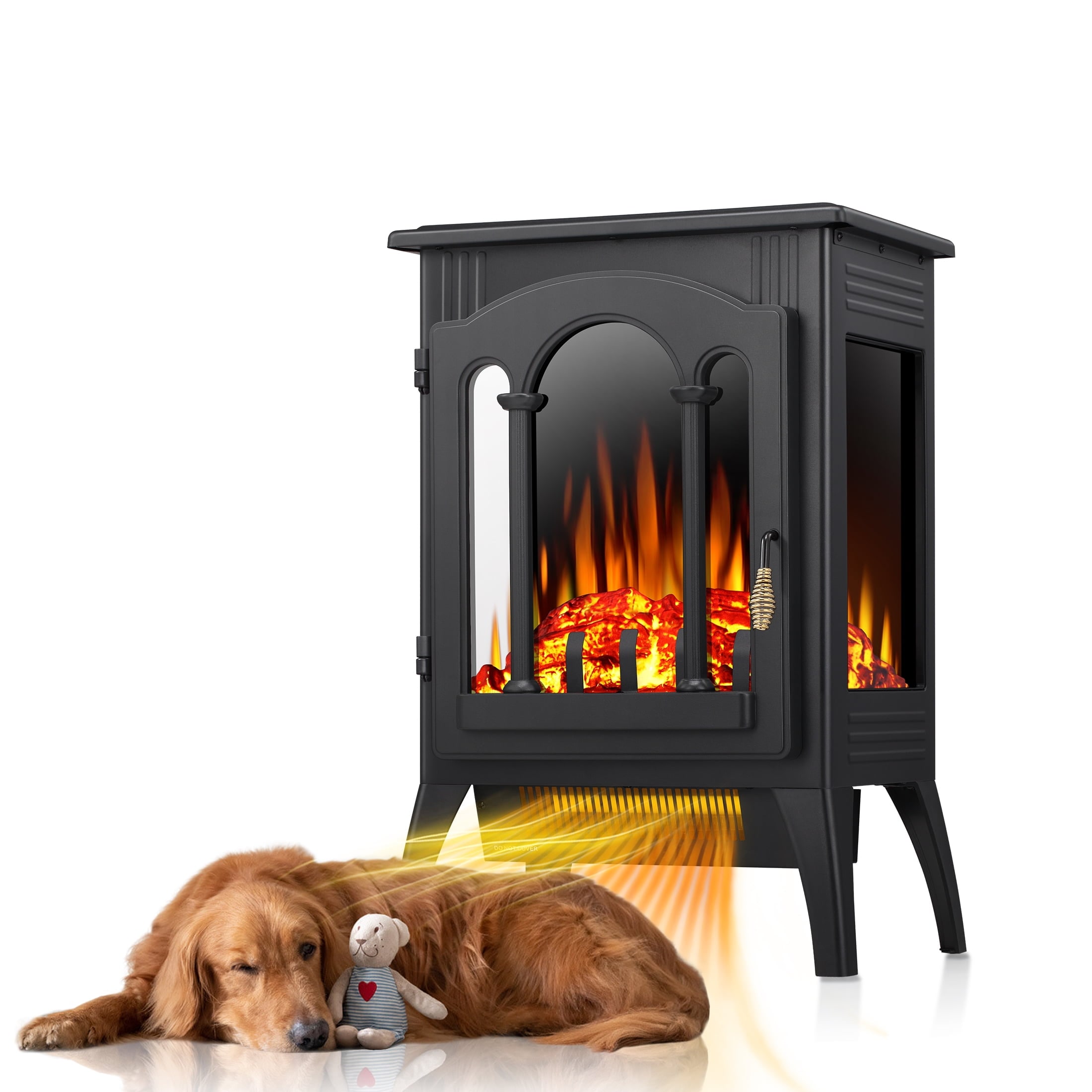 COWSAR 5220 16.54-Inches W Black Free standing Infrared quartz Corner Electric Fireplace