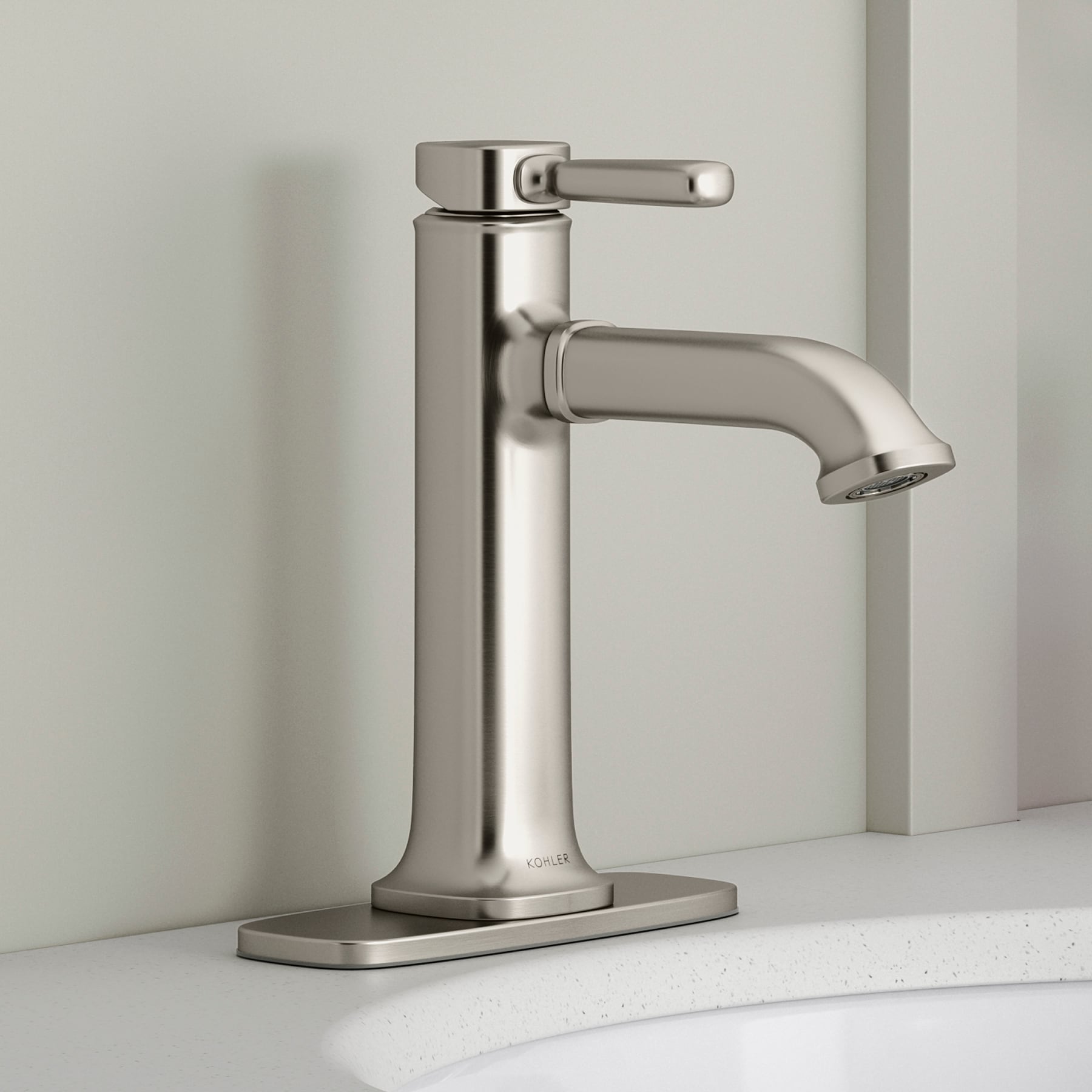 KOHLER Ealing Vibrant Brushed Nickel Single Hole 1Handle WaterSense