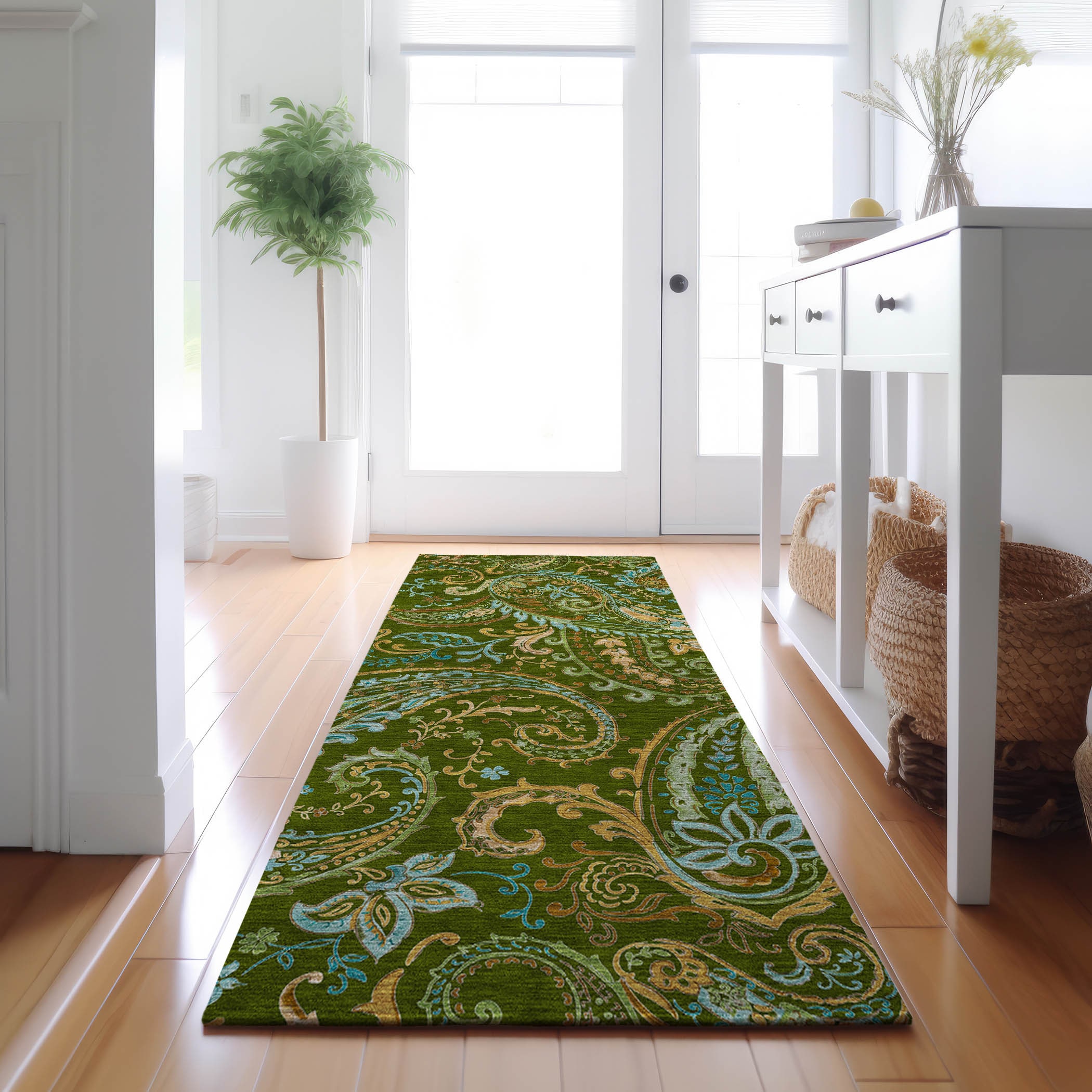 Addison Rugs AMF510TE30X46 Mayfield AMF510TE 2 x 3 (ft) Loomed Polyester Teal Rectangular Indoor Abstract Machine washable Area rug