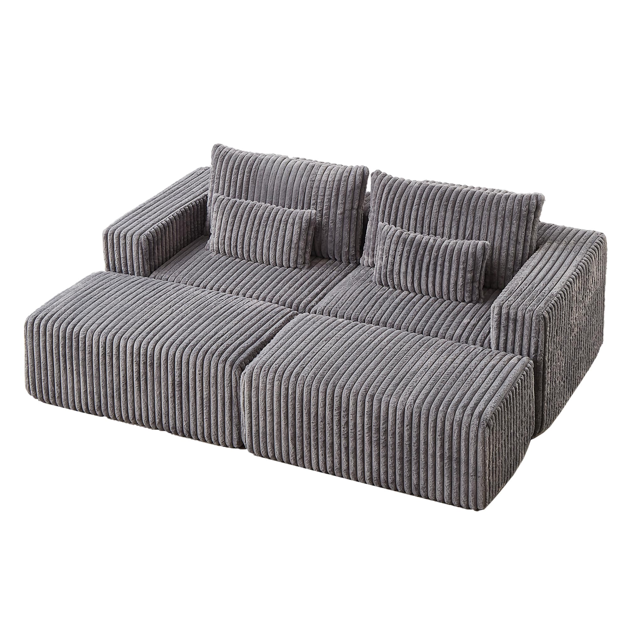 SINOFURN SYA020370GY 87-in Modern Gray 2 -seater Reclining Loveseat