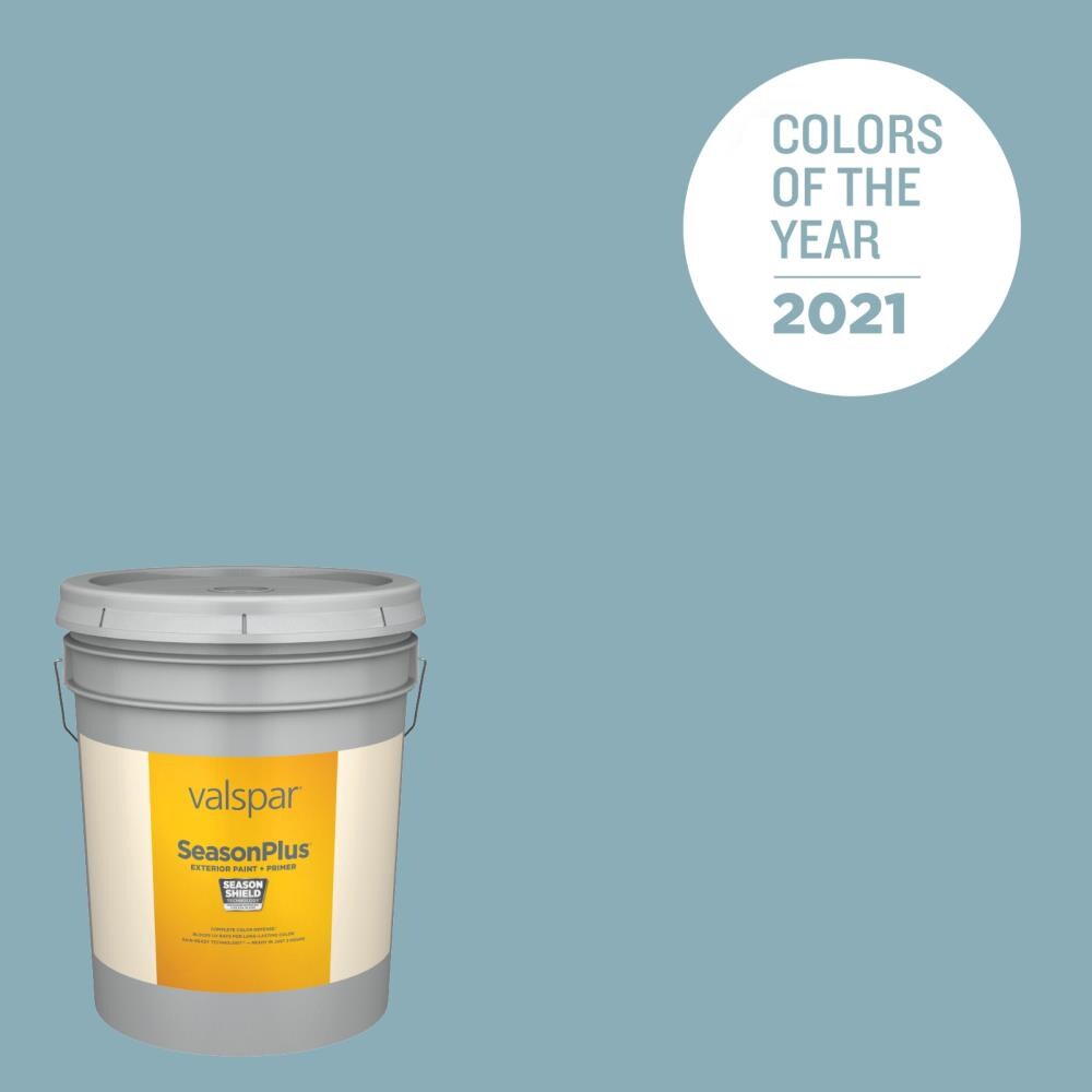 Valspar SeasonPlus Satin Lucy Blue 5001-5c Latex Exterior Paint + Primer  (5-Gallon) in the Exterior Paint department at