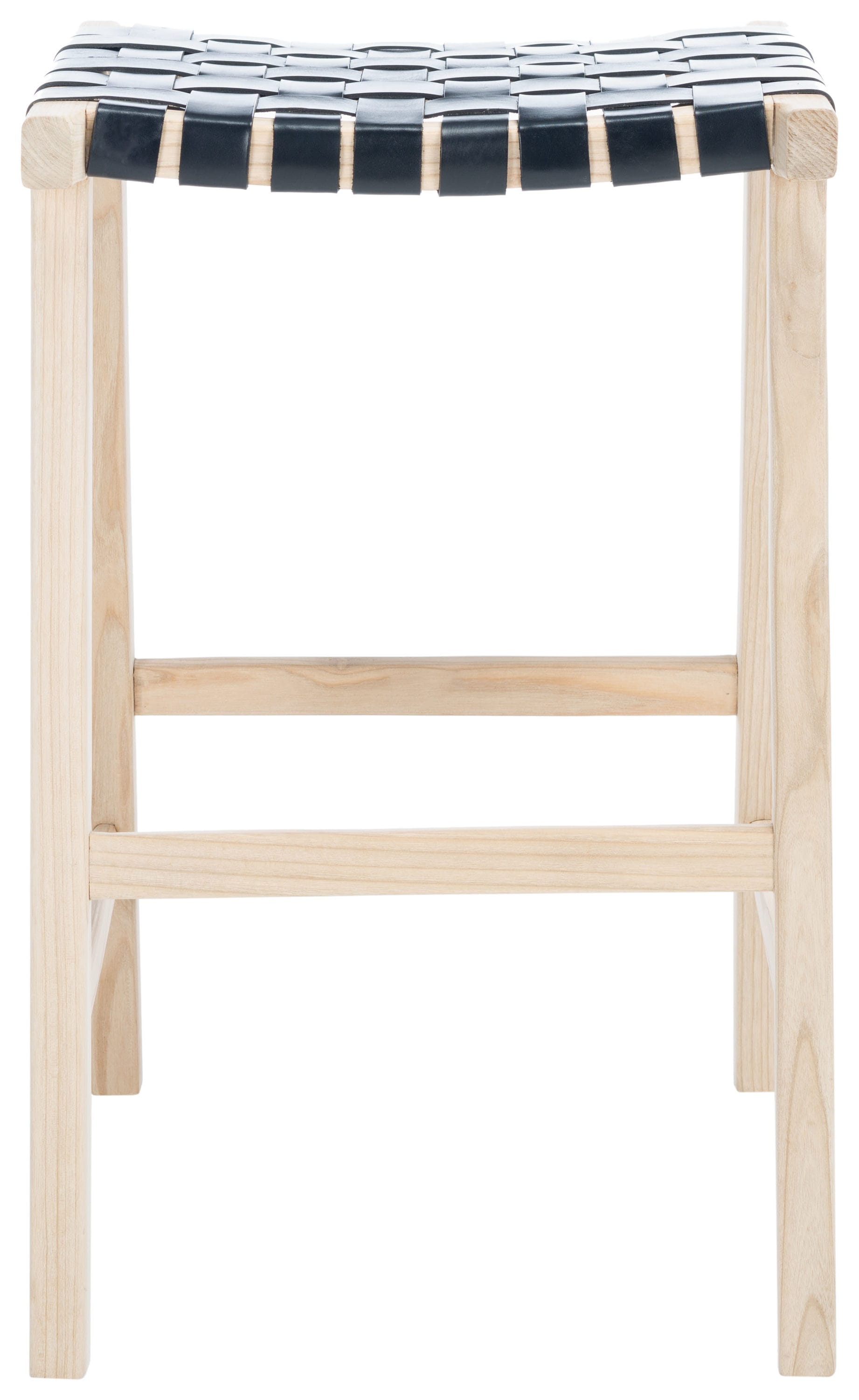 Safavieh BST1012B Abreu Black/Light Natural 30.0-in H Bar height Saddle seat Wood Bar Stool