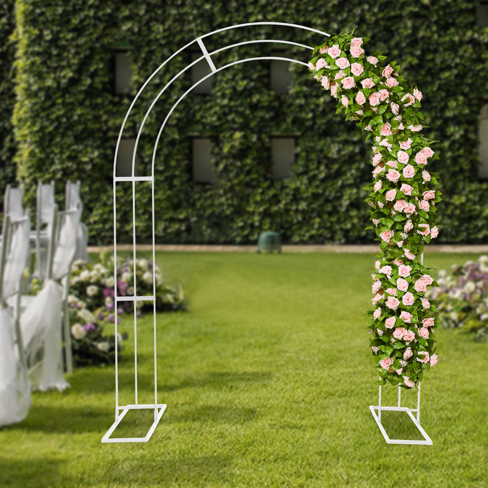 CNCEST YLJHKTI4WDZJ8 5.89-ft W x 8.53-ft H Arched Large White 3-layer Arch for Wedding Party Steel Garden Arbor