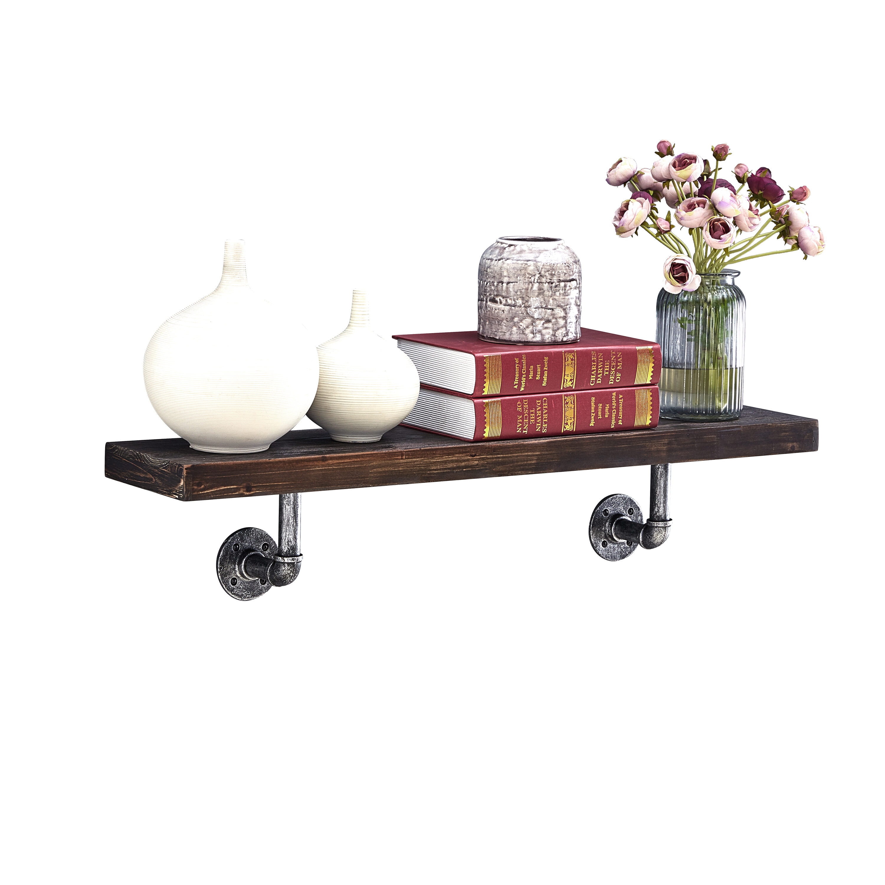 Danya B. GH090EB 35.5-Inches L x 7-Inches D x 7.5-Inches H Ebony Wood Rectangular Floating shelf