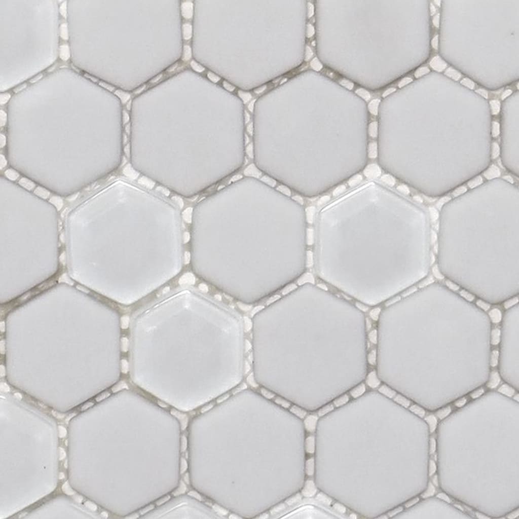 12" x 12" White Glass Honeycomb Mosaic Tile