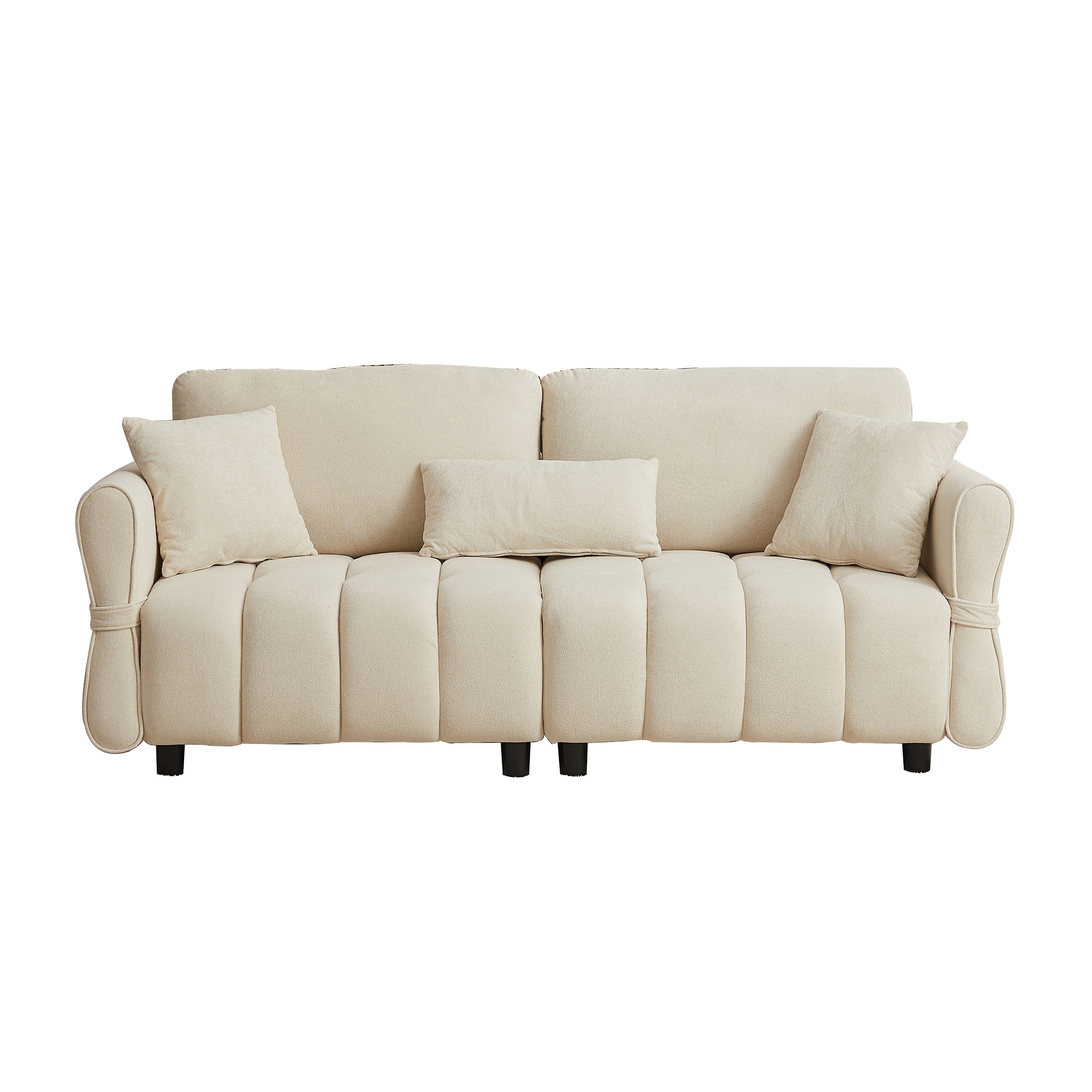 Bybafun YA3700304 80-Inches Modern Beige Chenille 3 -seater Sofa