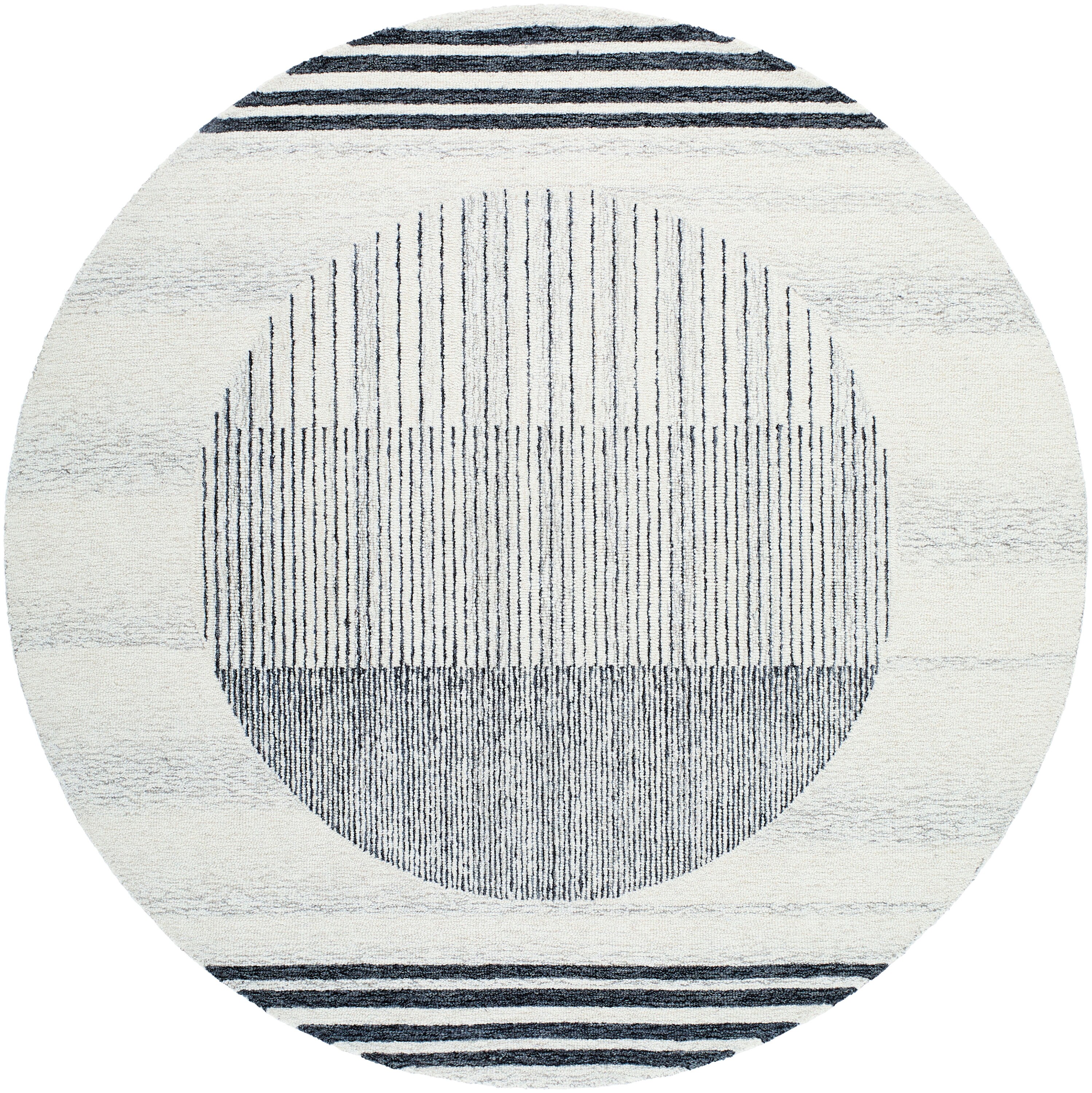 Livabliss GND2334-8RD Granada 8 x 8 (ft) Tufted Wool Gray/Cream Round Indoor Geometric Area rug