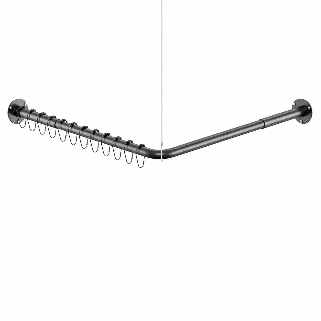 Aoibox  Adjustable L Shaped Shower Curtain Rod with 12 Rings 23 69 in Extending Arms 304 Stainless Steel Black