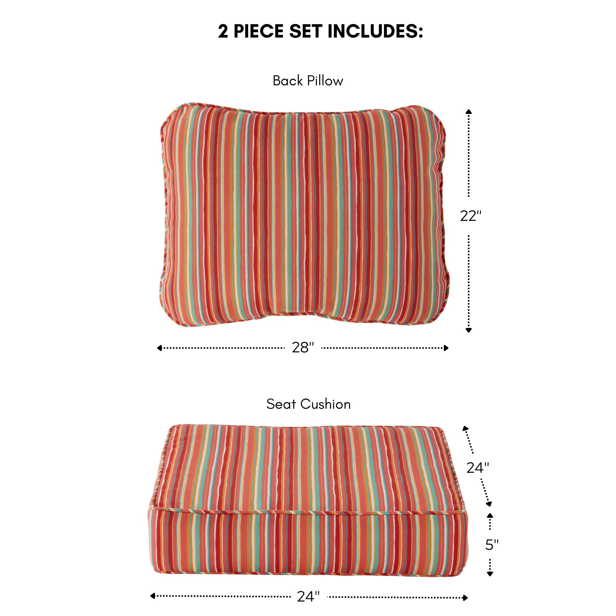 Greendale Home Fashions OC7820-WATERMELON Patio-Furniture-Cushions - View #3