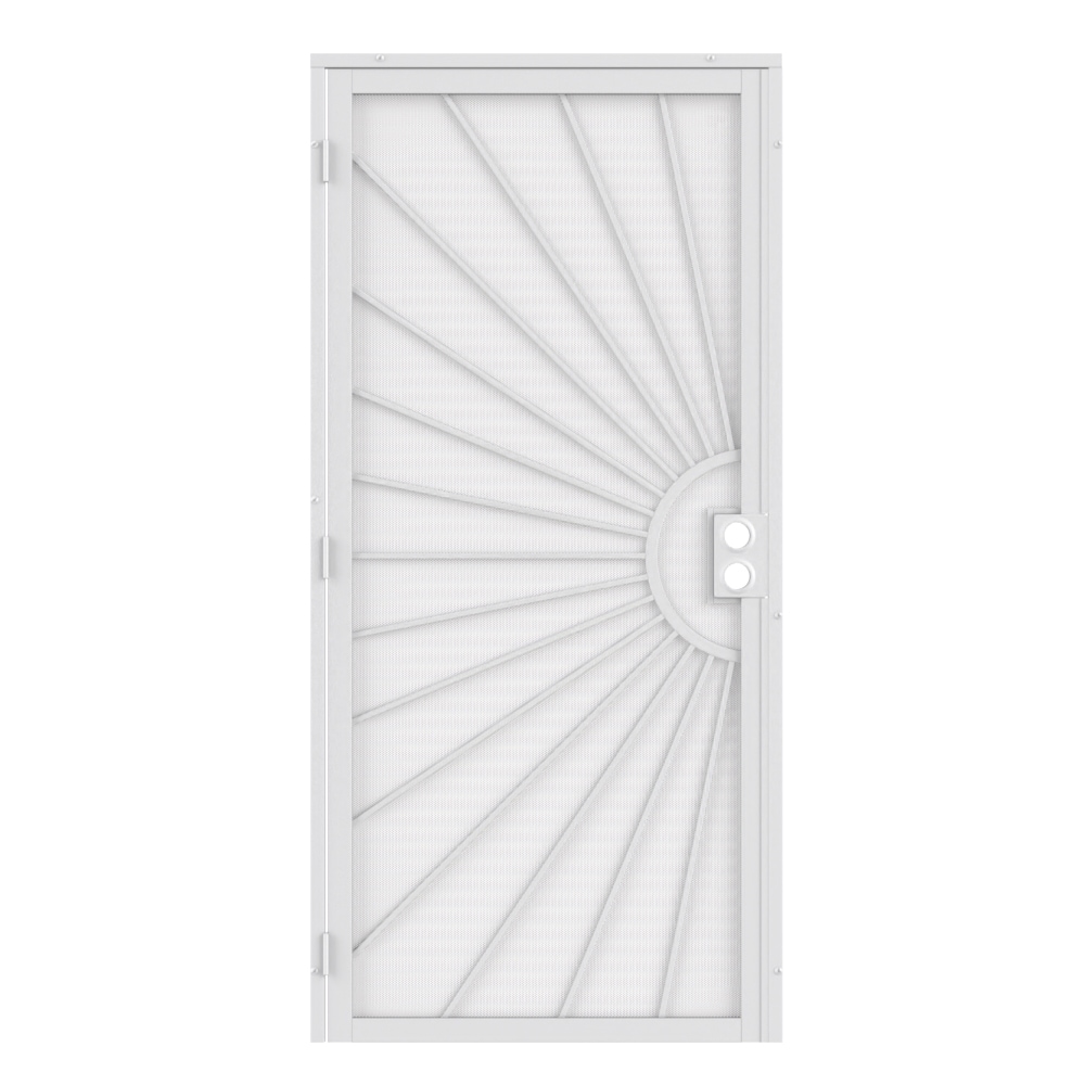 Sunset 32-in x 81-in White Steel Surface Mount Security Door with White Screen | - Gatehouse 91827031