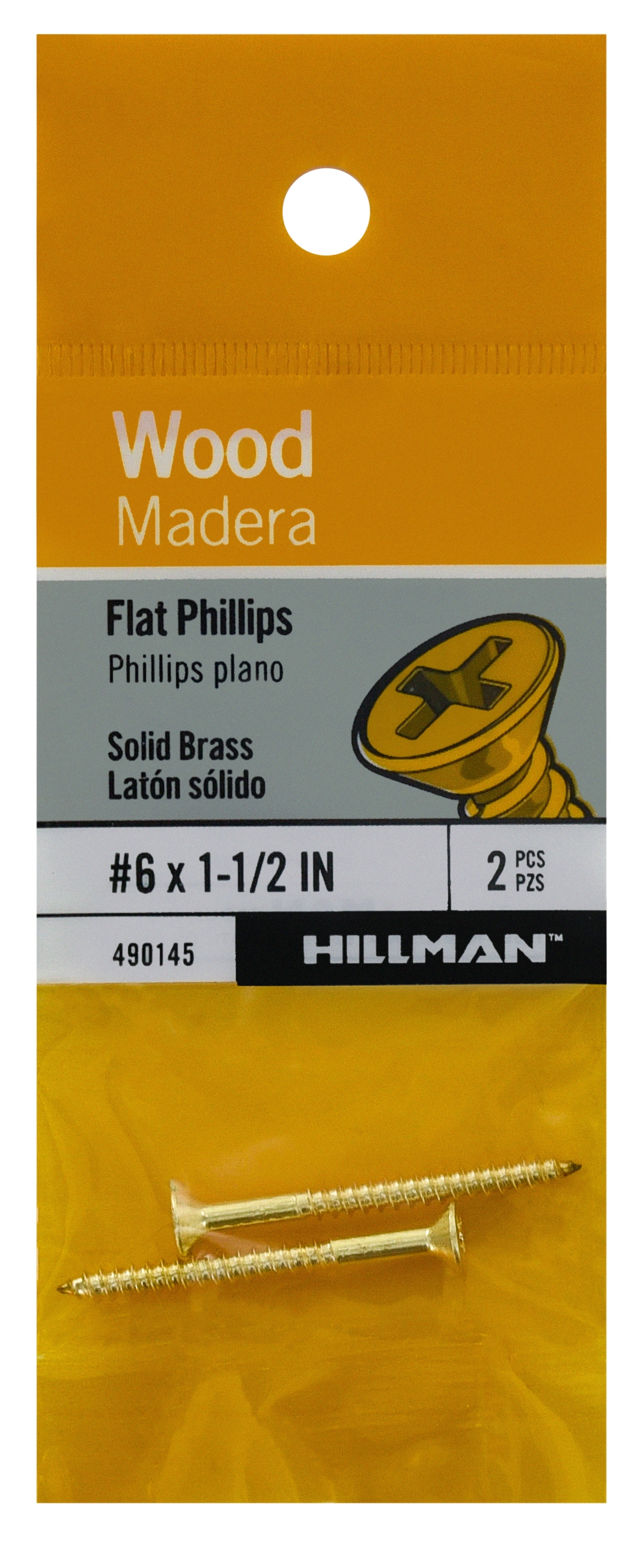 Hillman 490145 #6 x 1-1/2-in Brass Interior Wood screws ( 2 -Per Box )