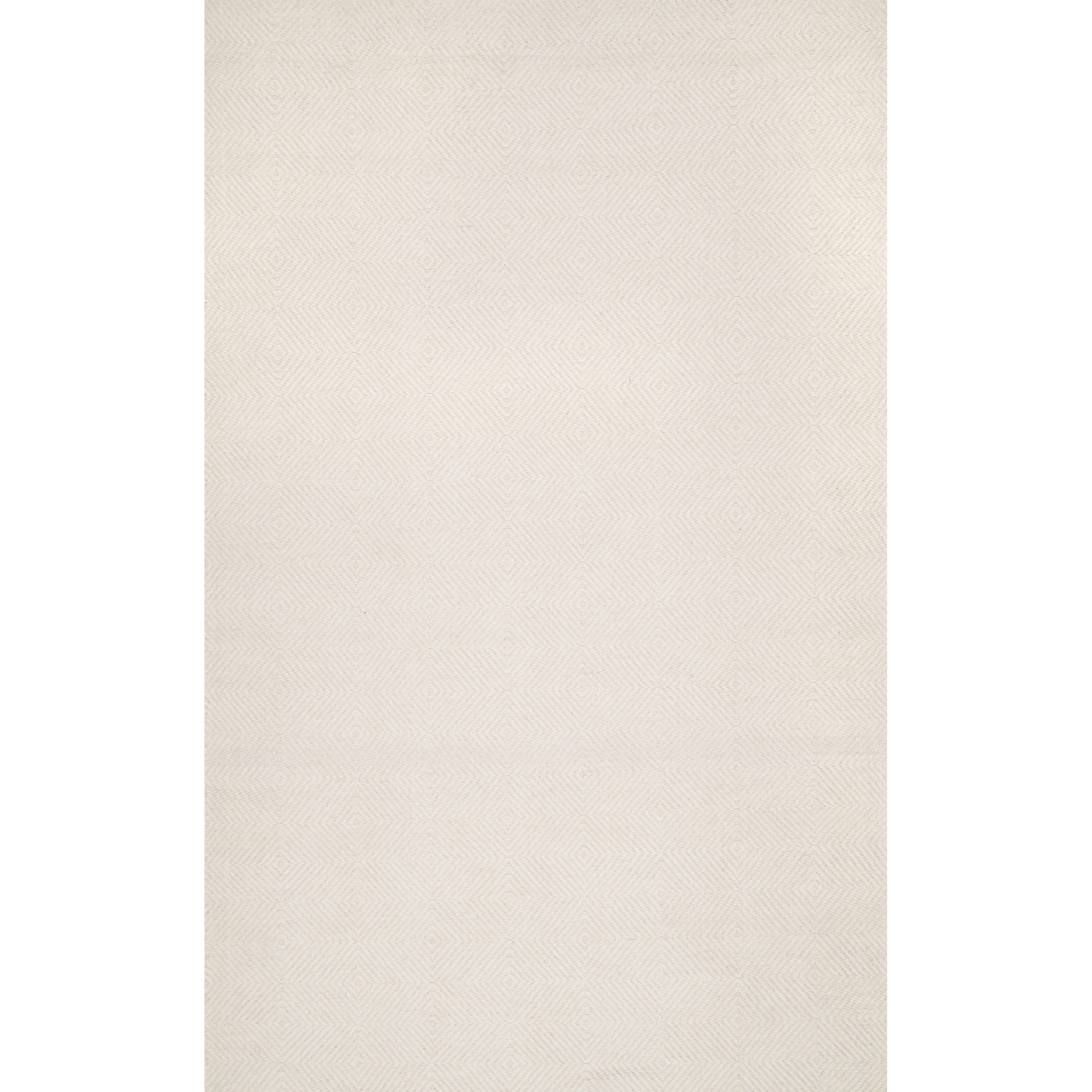Cream Geometric Tufted Wool Area Rug, 5' x 8'