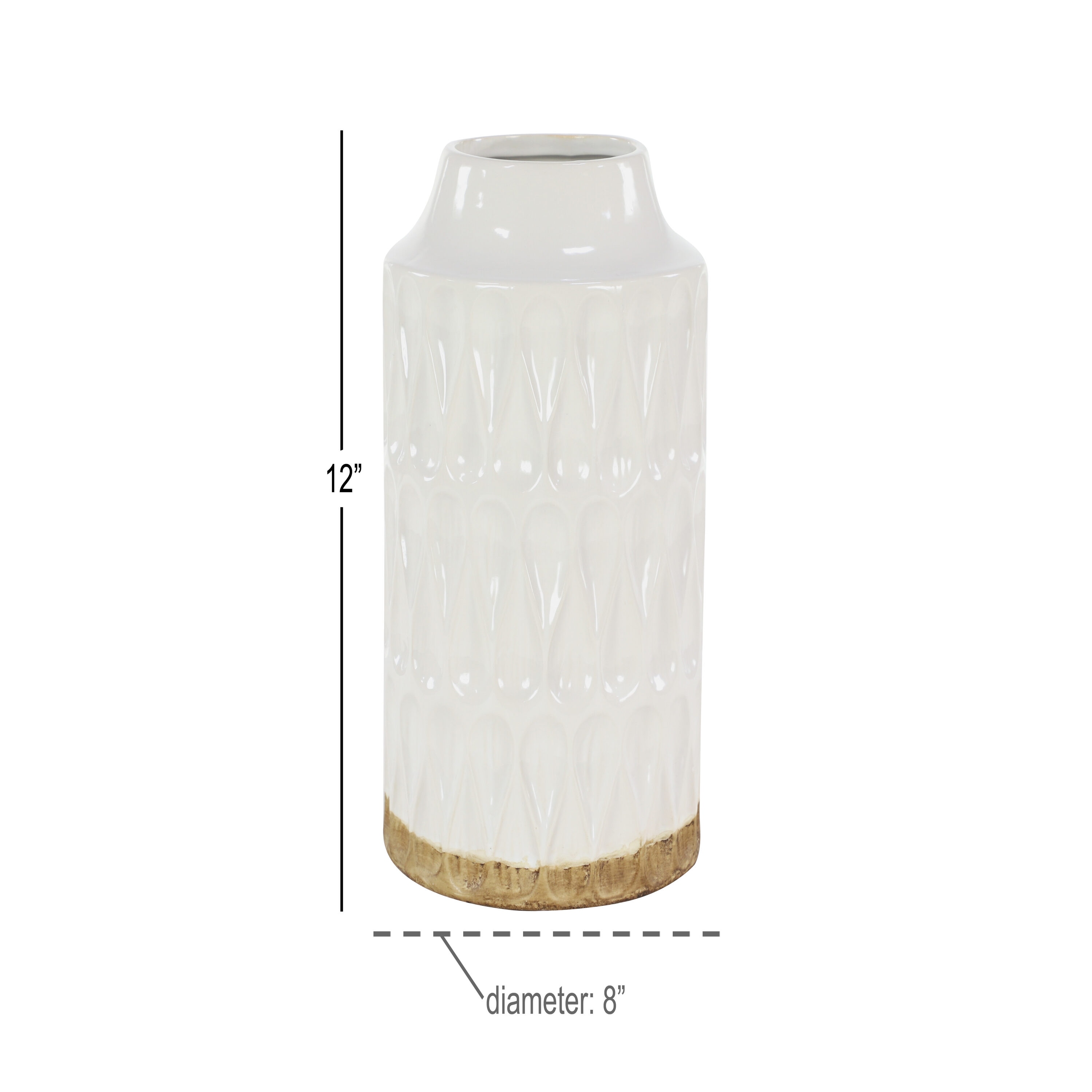 White and Brown Geometric Porcelain Table Vase