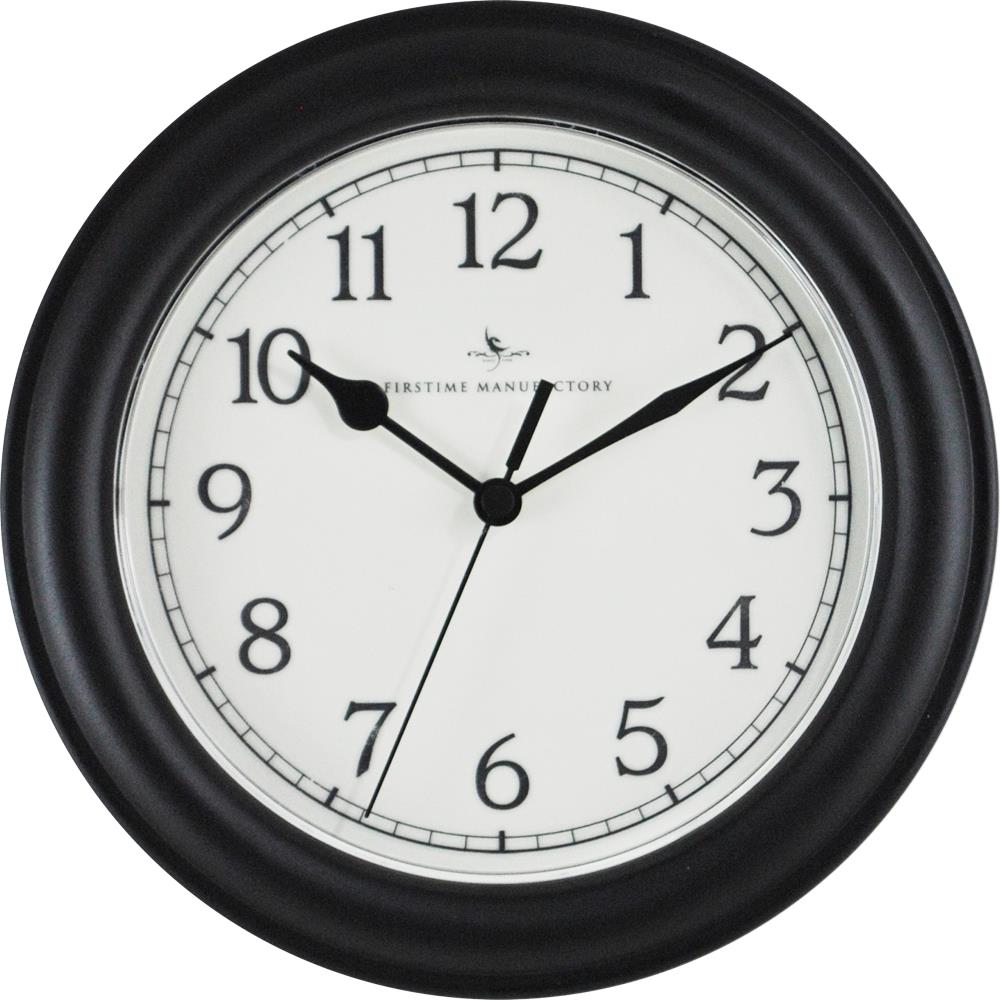 FirsTime Essential 8.5 in Black Plastic Indoor Round Wall Clock for ...