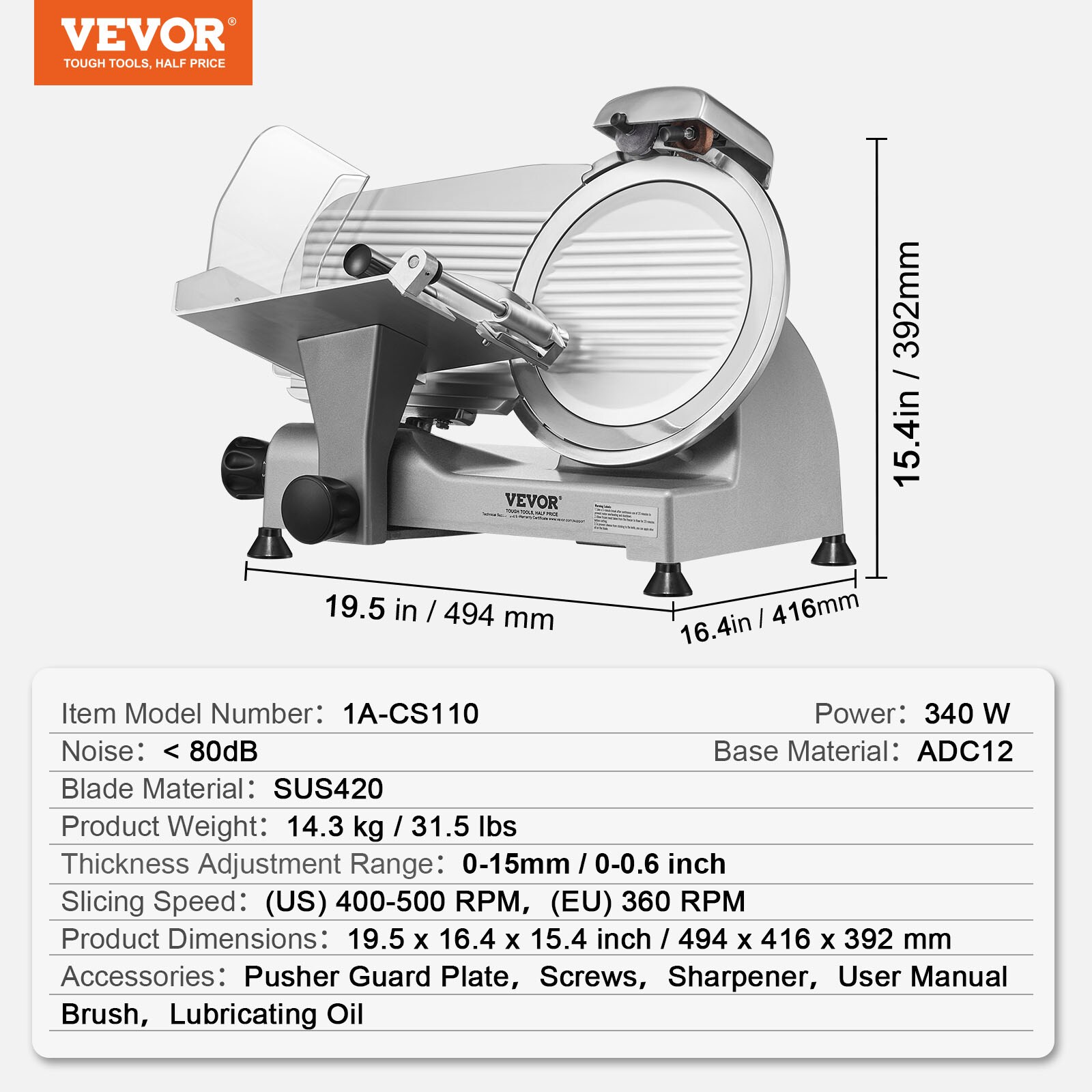 VEVOR SYDRQPJ250W1M5HC9V1 Food-Slicers - View #8