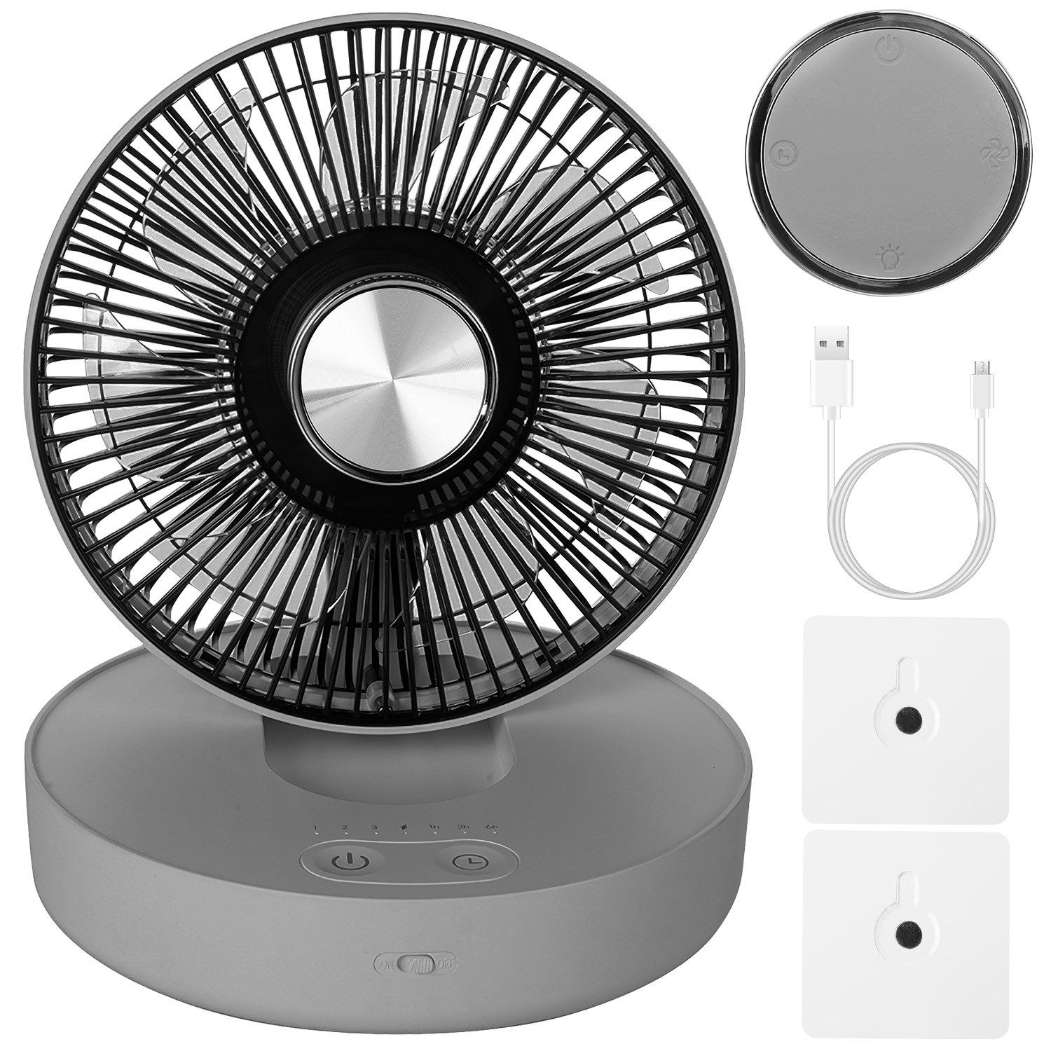 Siavonce XHHGPGCU 8-in 5 -Volt Indoor Gray Desk Fan Battery Included Charger Included