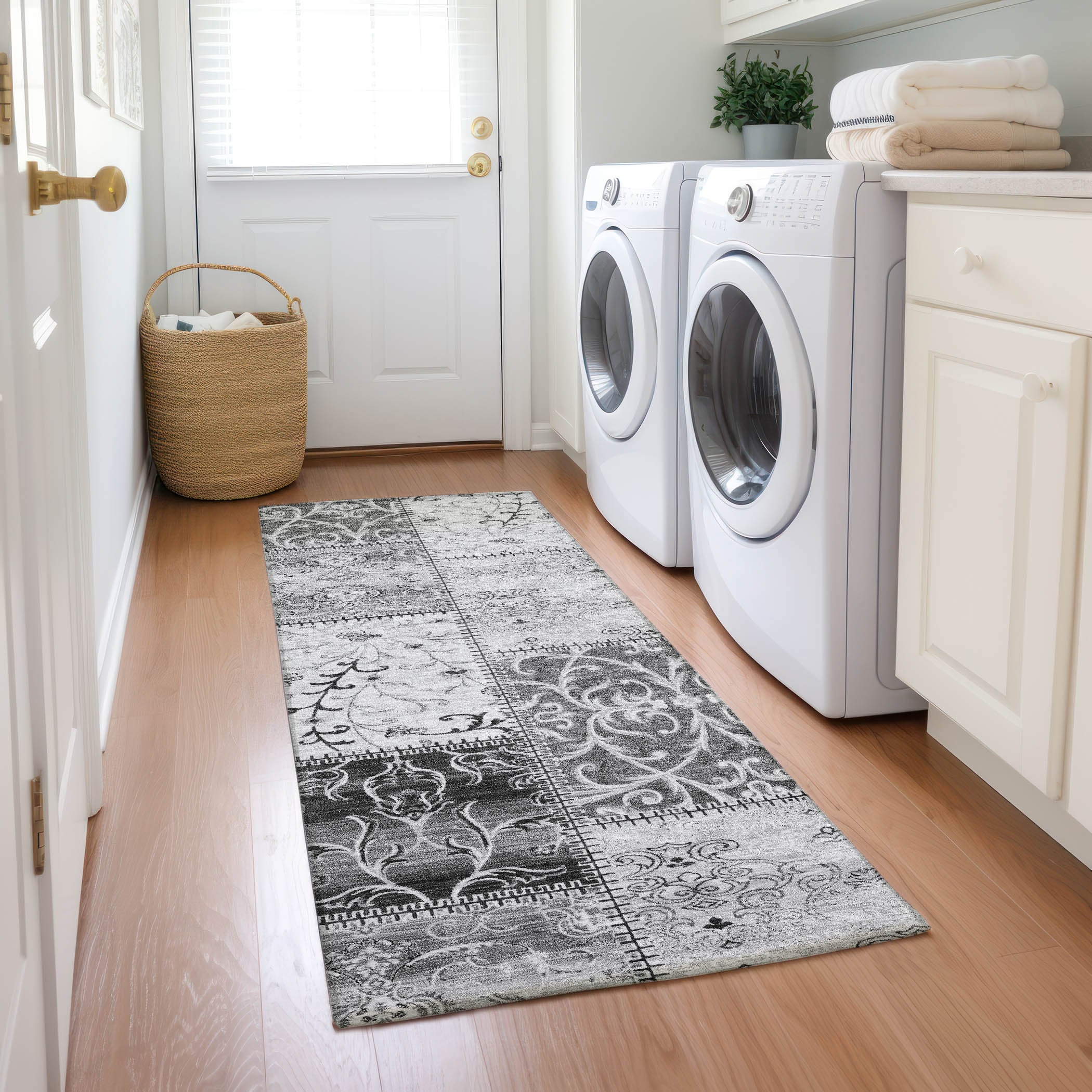 Addison Rugs ACN566GY2X8 Chantille ACN566GY 2 x 7 (ft) Polyester Gray Rectangular Indoor/Outdoor Abstract Machine washable Area rug