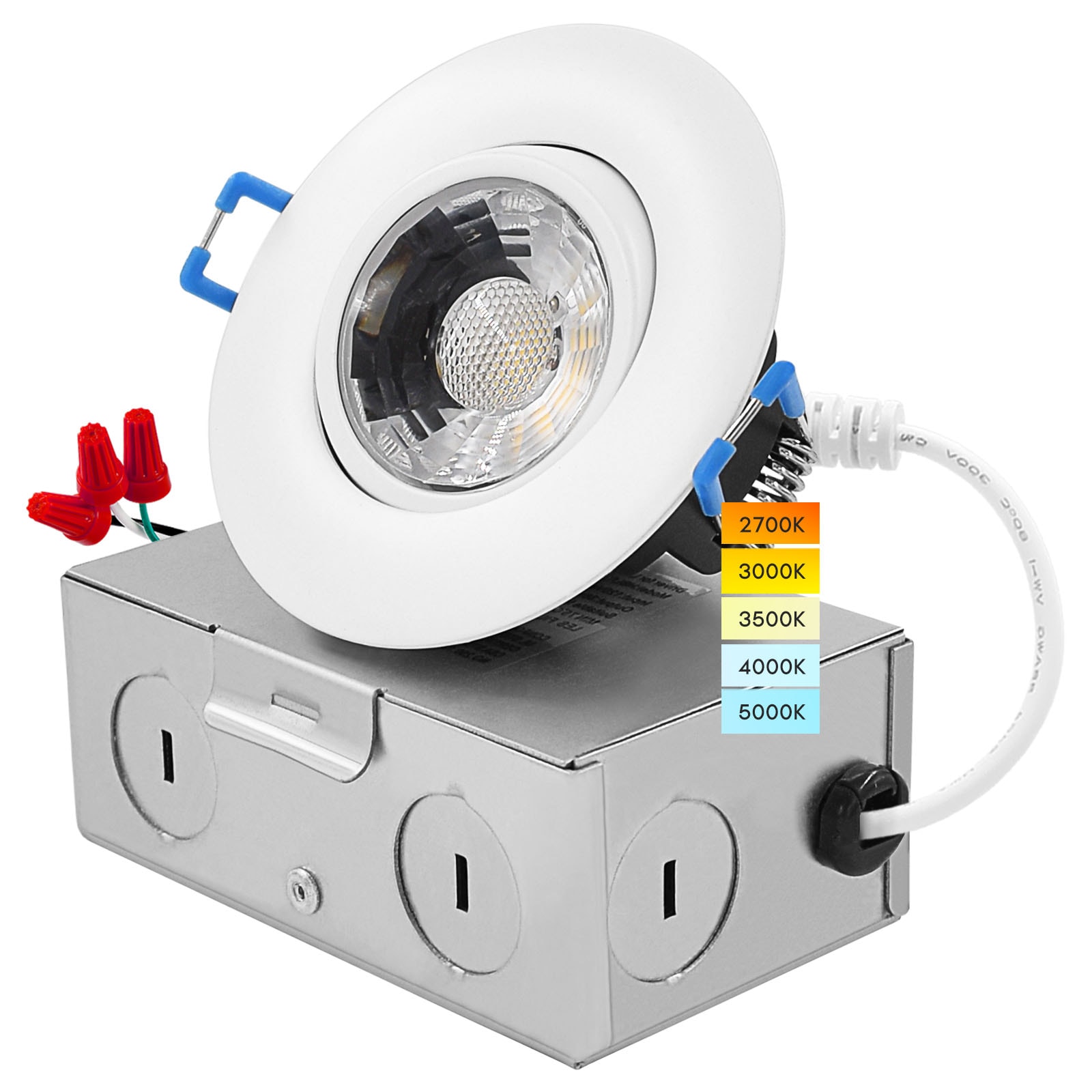 Luxrite LR23220-1PK White 3-in 600 -Lumens Switchable white Round Dimmable LED Canless Damp rated Recessed Downlight