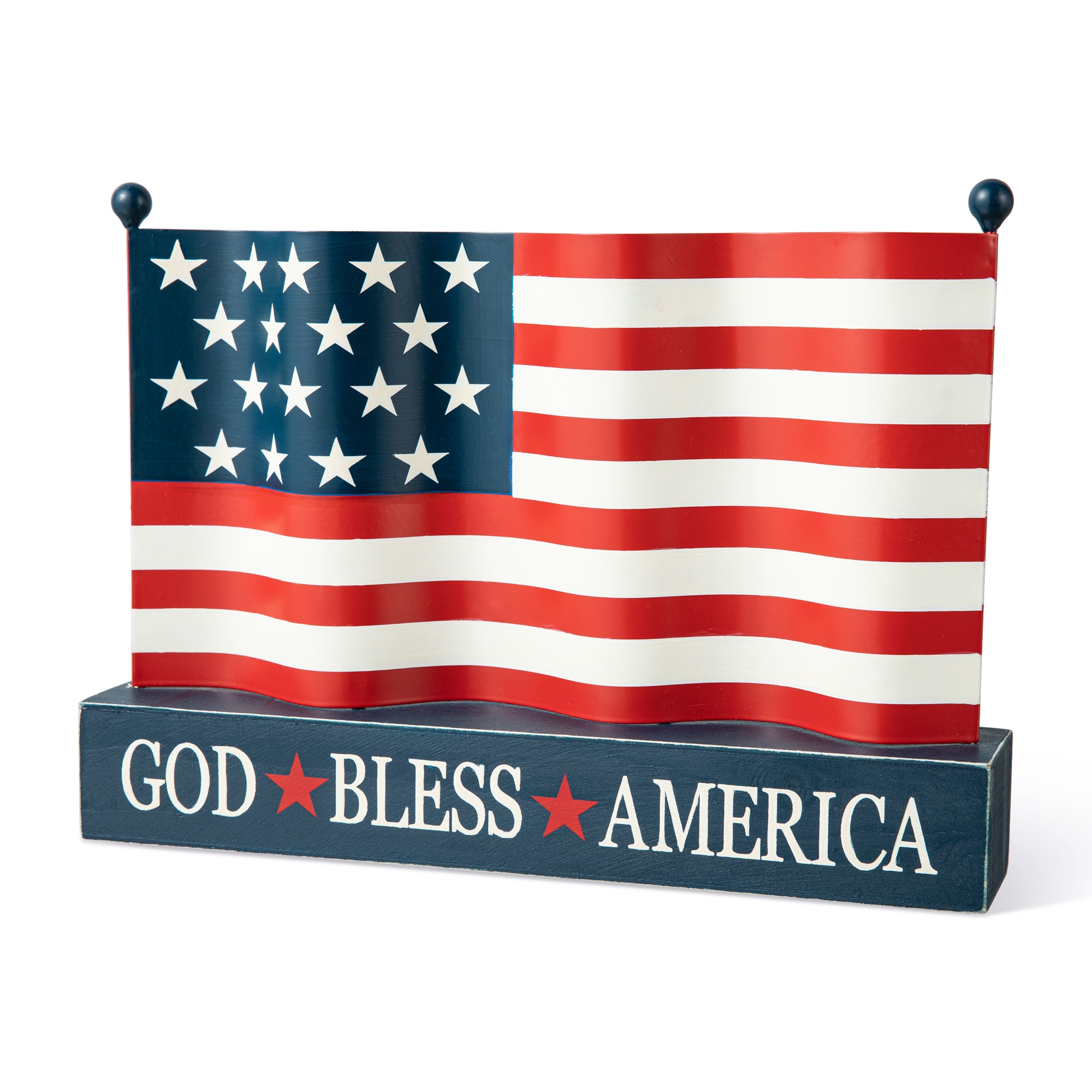 Glitzhome 2003900029 Wood Indoor Tabletop decoration Stars 4th of July Decor