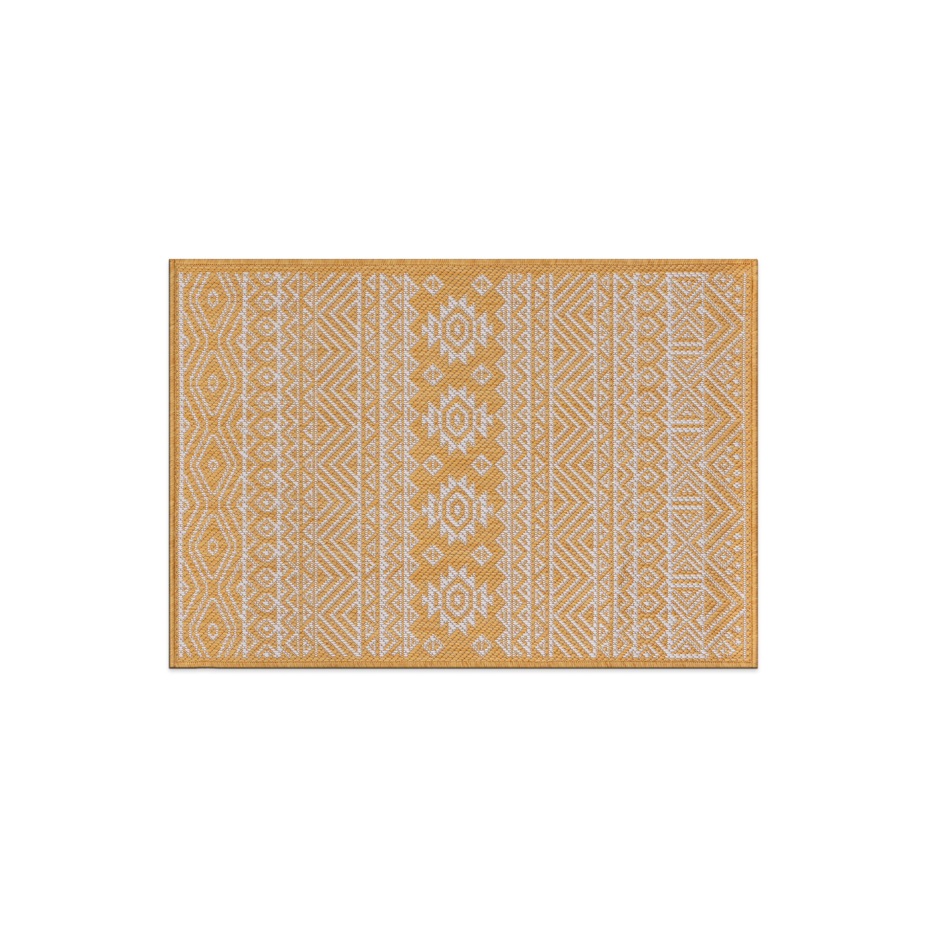 World Rug Gallery 124YELLOW2X3 Summer 2 x 3 (ft) Loomed Polypropylene Yellow Rectangular Indoor/Outdoor Geometric Global Area rug