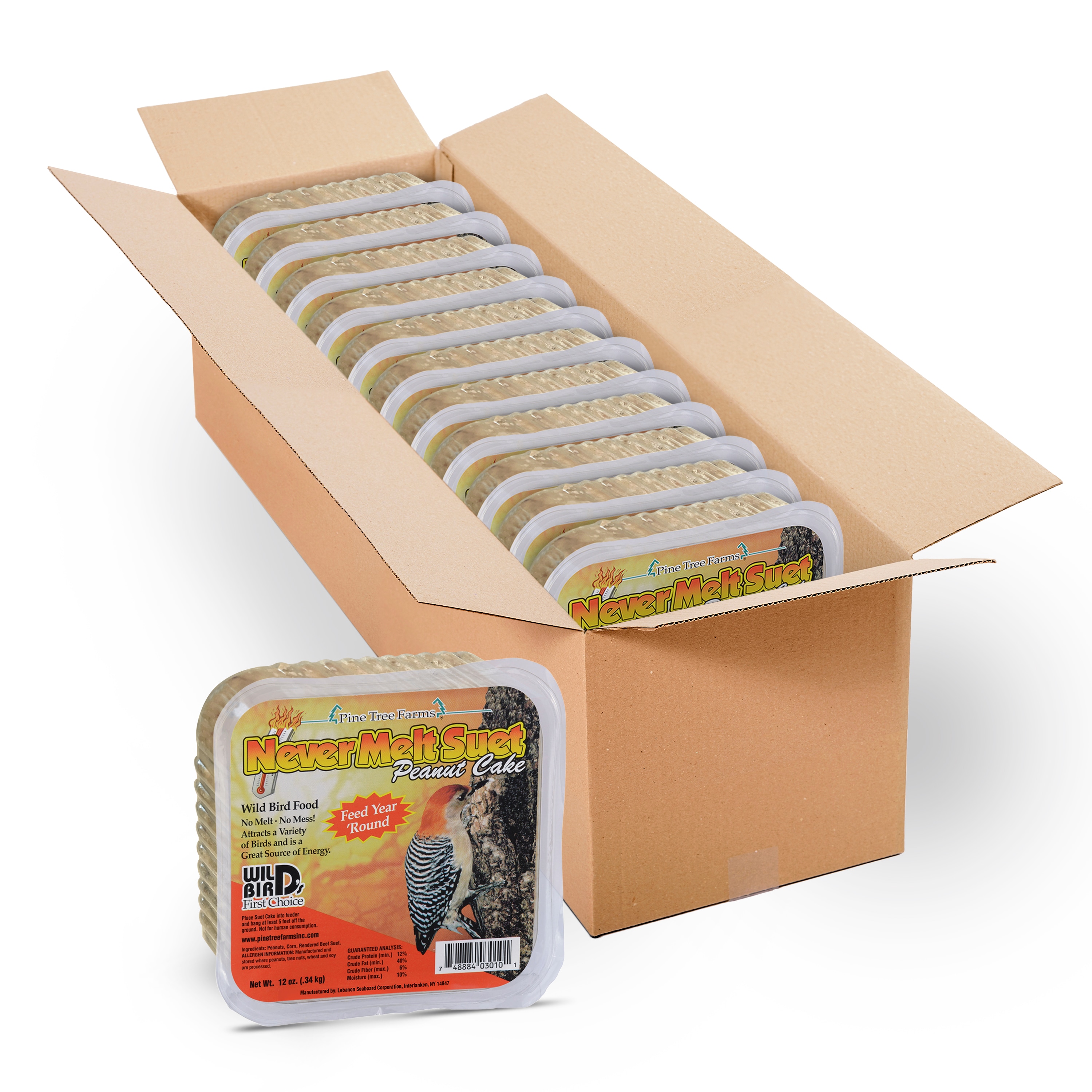 Pine Tree Farms Never Melt Peanut Cake 12 Pack Nut Suet 12 Ounce(s)