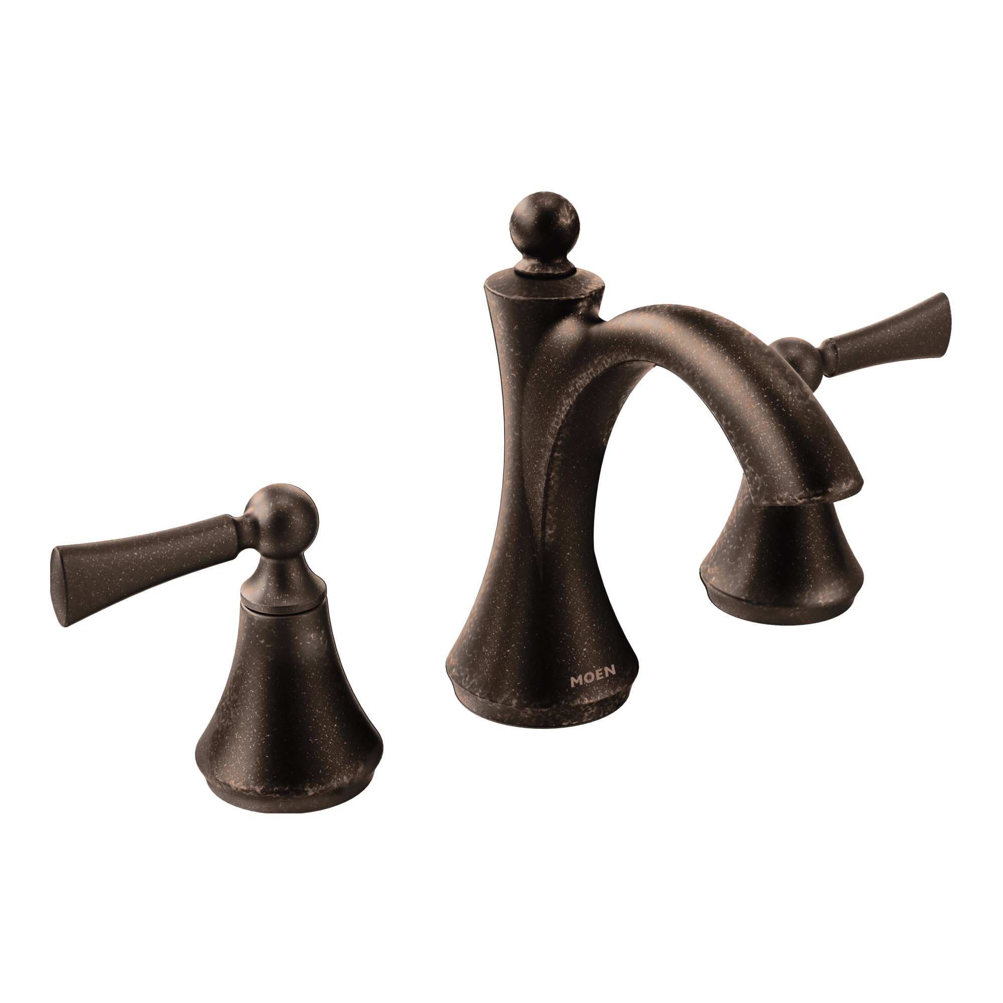 Moen T4520ORB Wynford Oil Rubbed Bronze Widespread 2-handle WaterSense Low-arc Commercial/Residential Handle Bathroom Sink Faucet with Drain
