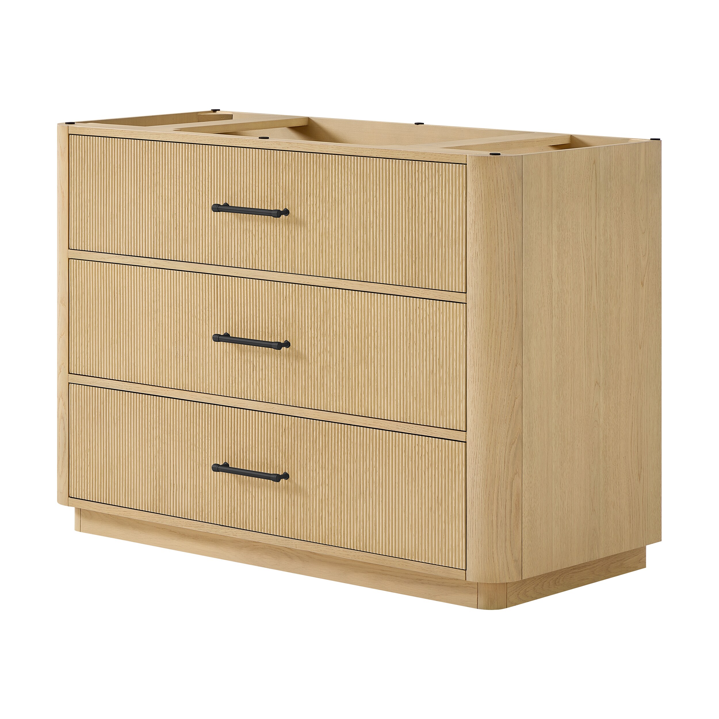 Wyndham Collection Francesca 48 Inch Single Bathroom Vanity in Scandinavian Oak, No Countertop, No Sink, Matte Black Trim