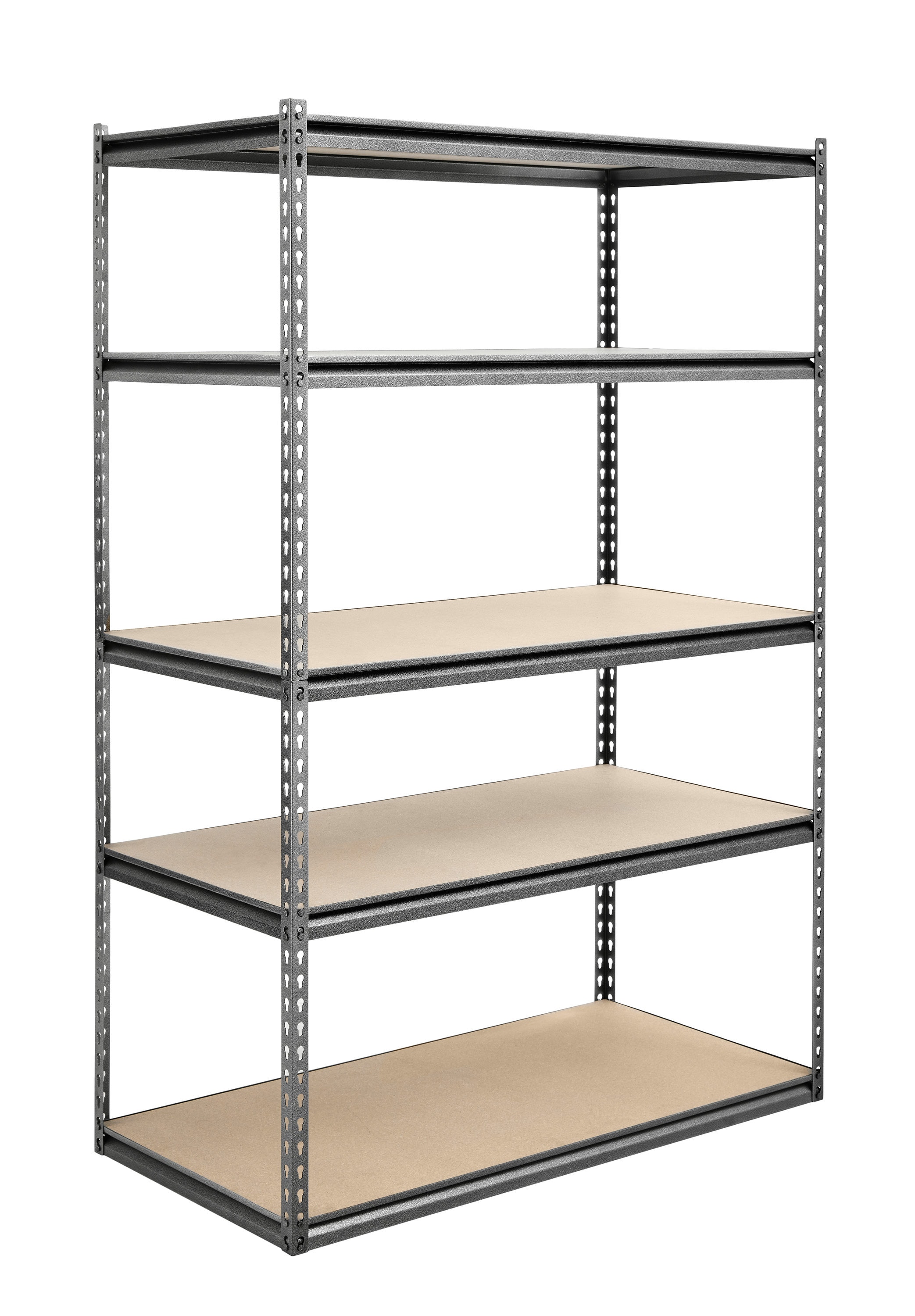 Grey 5 tier heavy duty metal shelving racking boltless storage rack in 2 sizes 