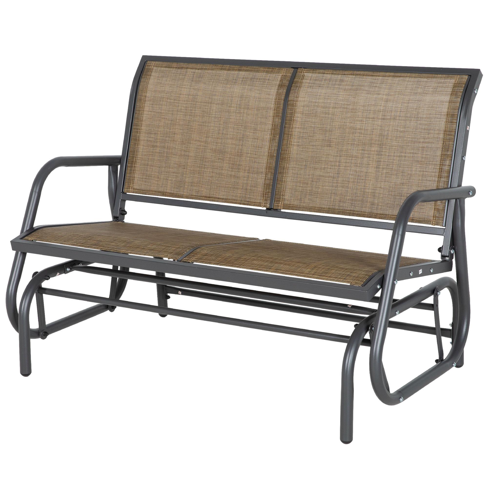 Bayfeve BFAOS-5526-CNP Outdoor Glider Bench Metal Metal Frame Glider Beach Chair with Brown Sling Seat