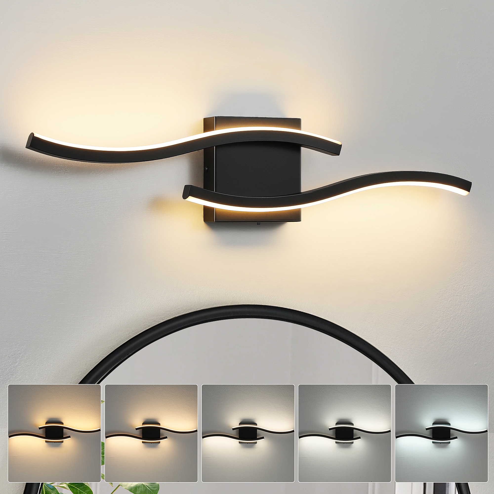 KAISITE 24 Inch Modern Vanity Light Dimmable in Black Metal Perfect for Bathroom Bedroom