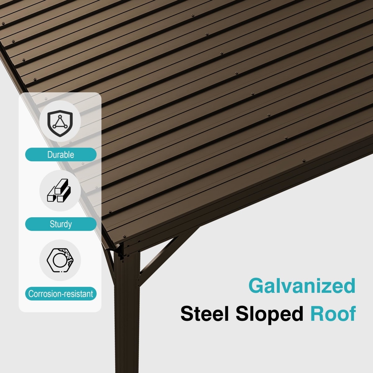 Vynxaria 5-ft x 8-ft Brown Steel Hardtop Gazebo in the Gazebos ...
