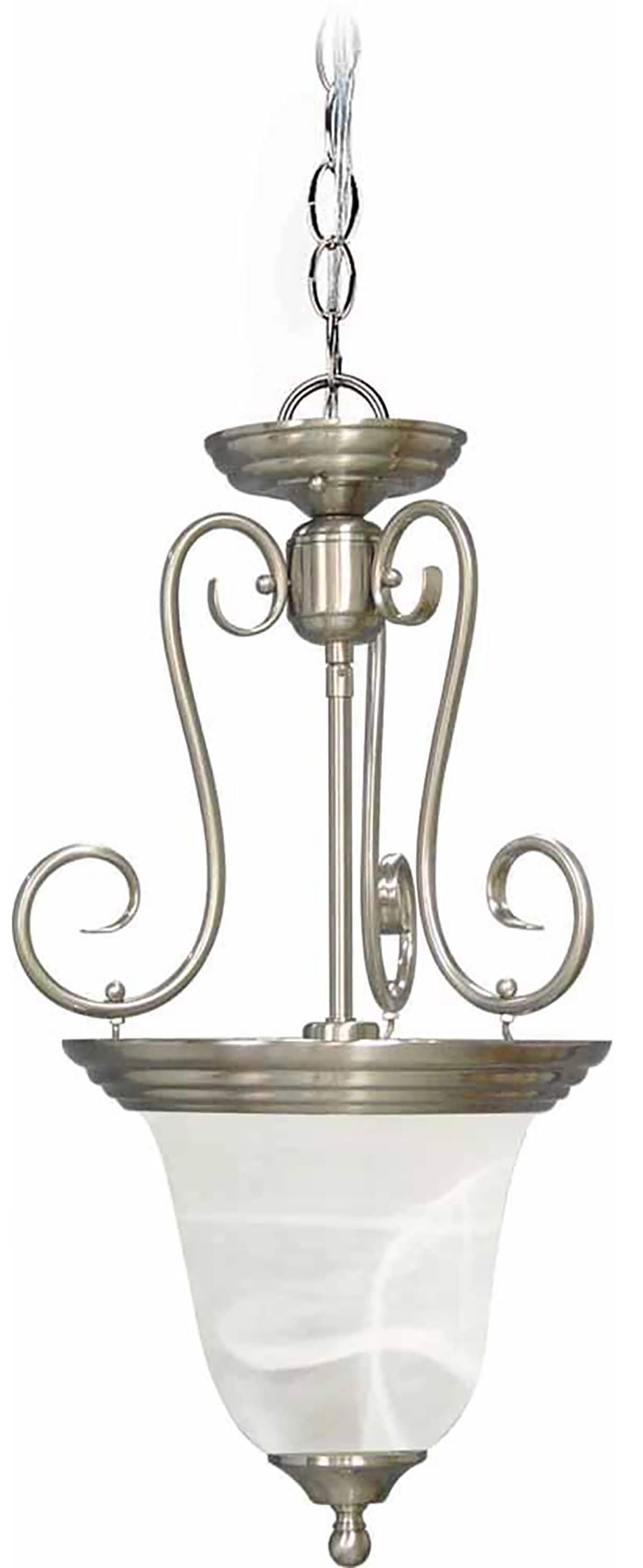 Volume Lighting V2233-33 Troy Brushed nickel Traditional Alabaster glass Bowl Medium (10-22 inches) Hanging Pendant light