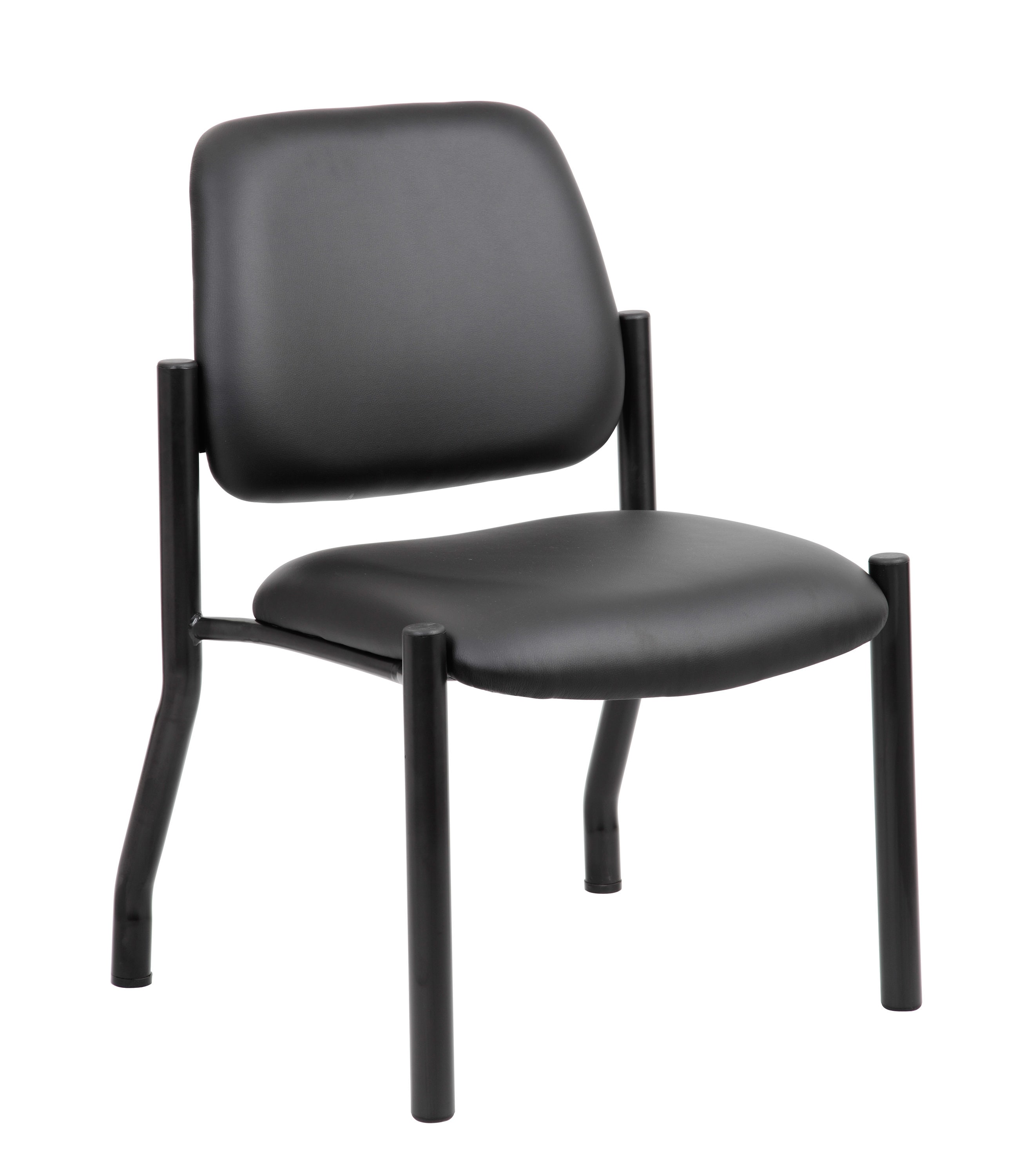 Sleek Mid-Back Armless Guest Chair in Antimicrobial Black Vinyl