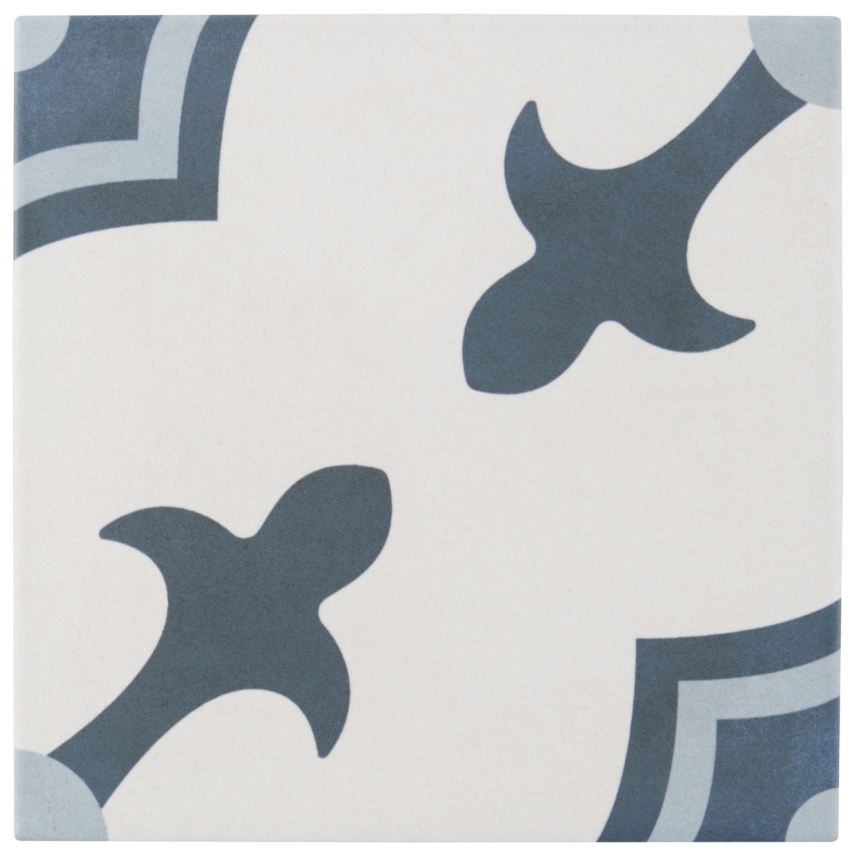 Artmore Tile EXT3RD105143 Sample- Agave White Herald 9-in x 9-in Matte Porcelain Encaustic Floor and Wall Tile